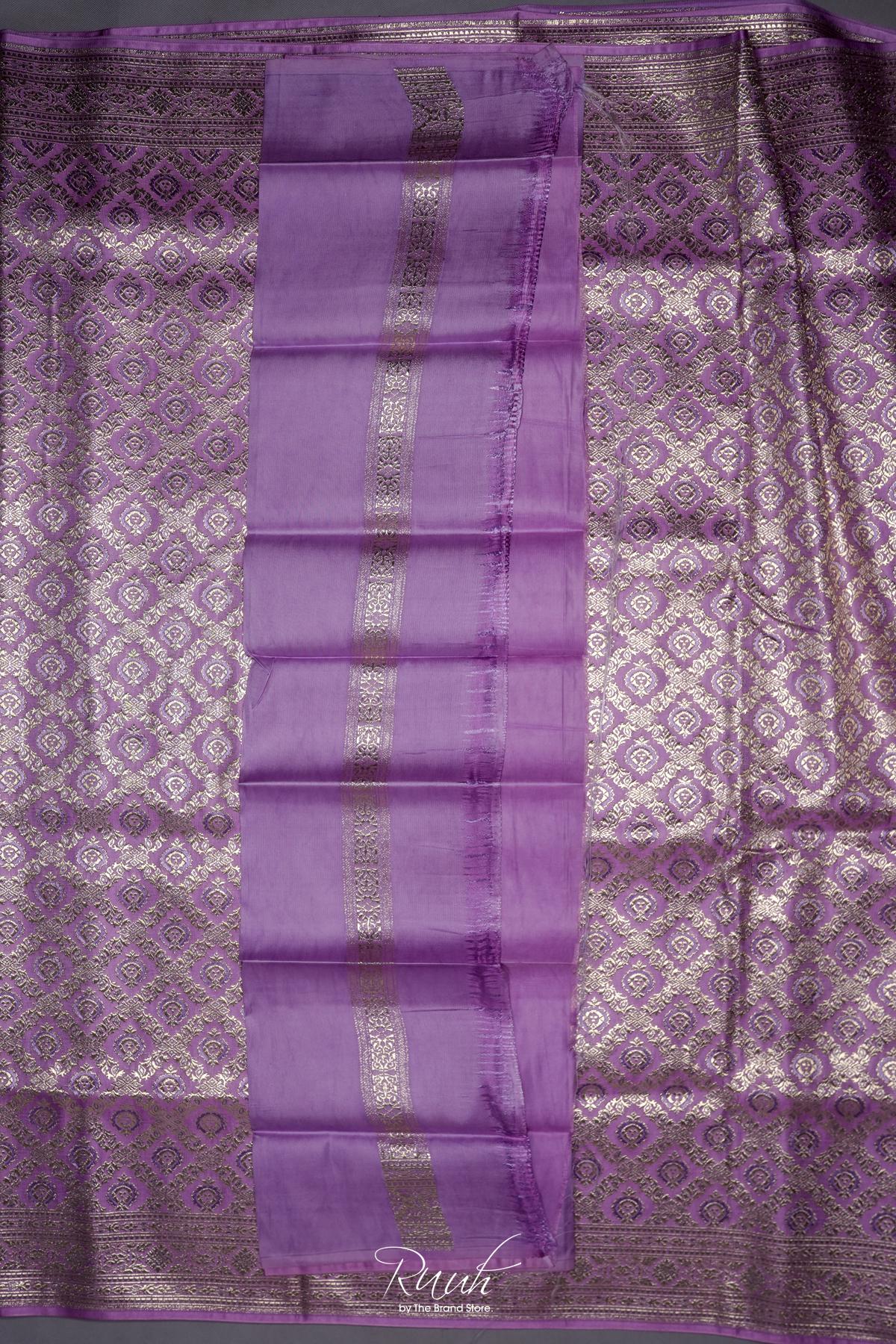 LAVENDER BANARASI SEMI KATAN SAREE
