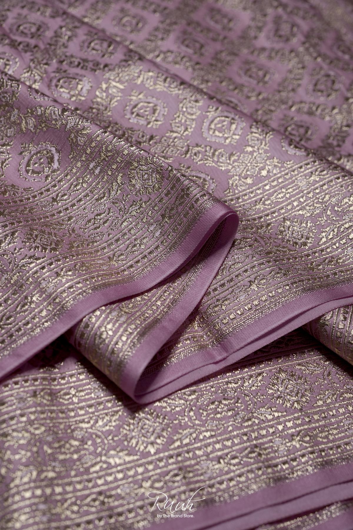 LIGHT PINK BANARASI SEMI KATAN SAREE
