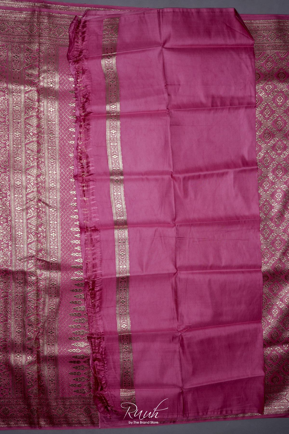 PINK BANARASI SEMI KATAN SAREE