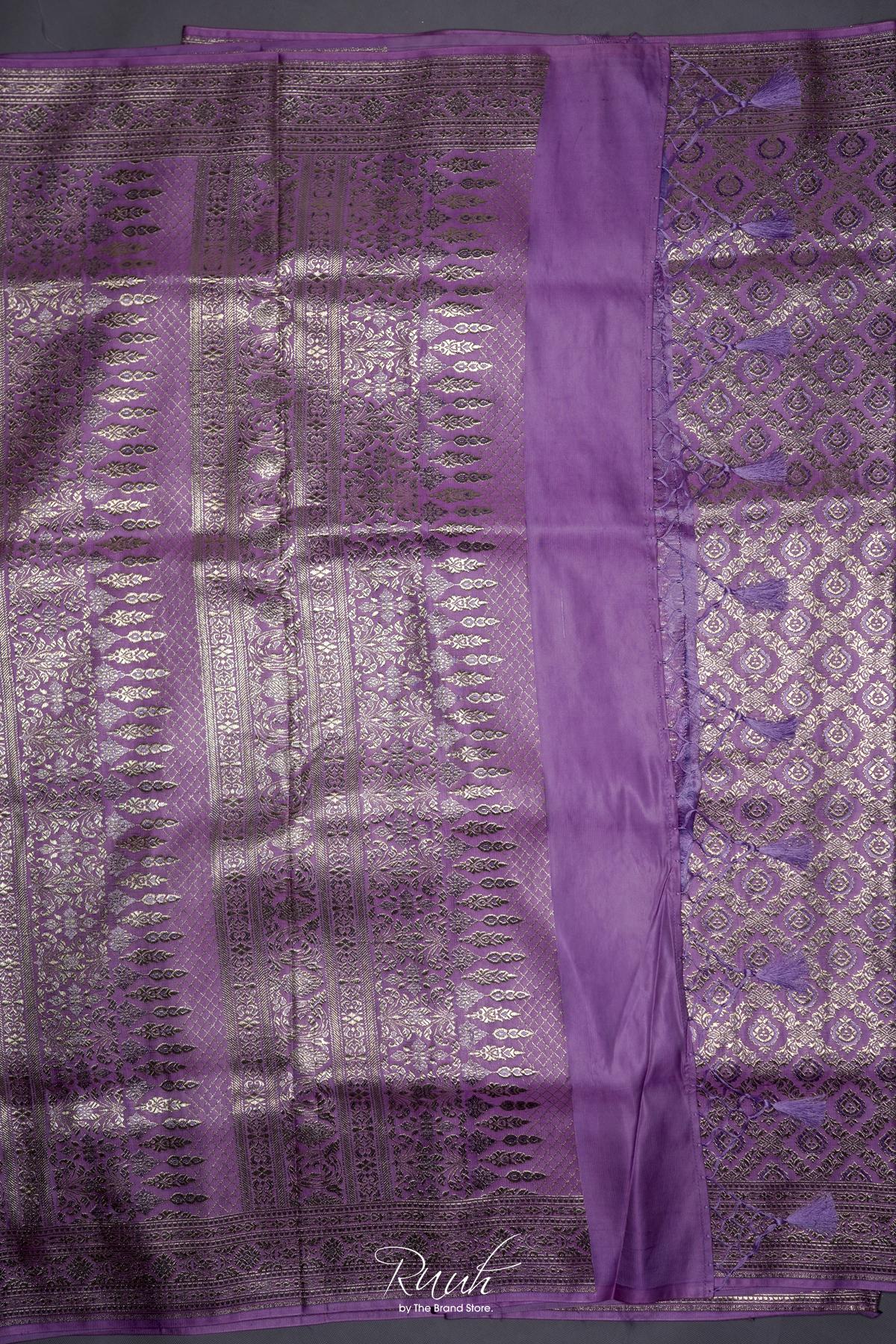 LAVENDER BANARASI SEMI KATAN SAREE