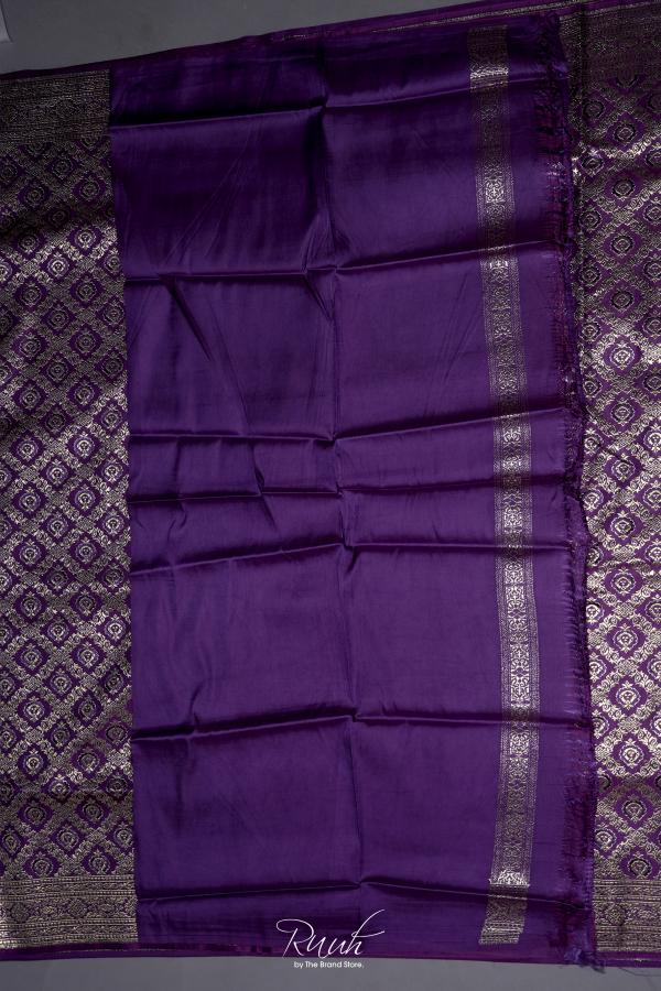 PURPLE BANARASI SEMI KATAN SAREE