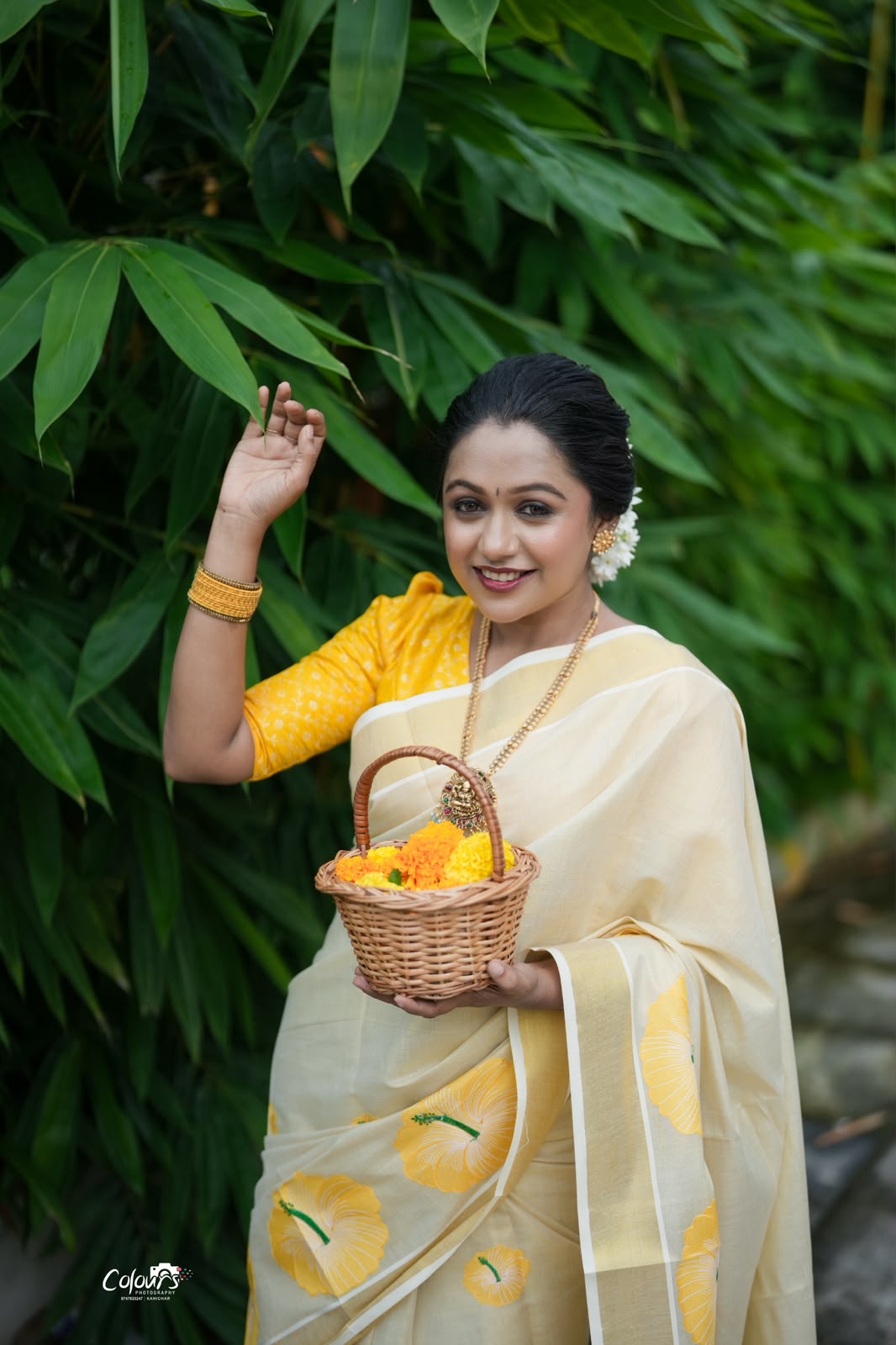 KERALA TISSUE WITH HIBISCUS EMBROIDERY- TBS26CIN