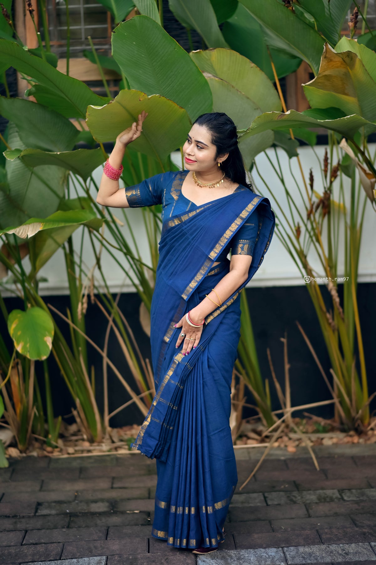 PLAIN SUNGUDI SAREE- PEACOCK BLUE TBS26MSS