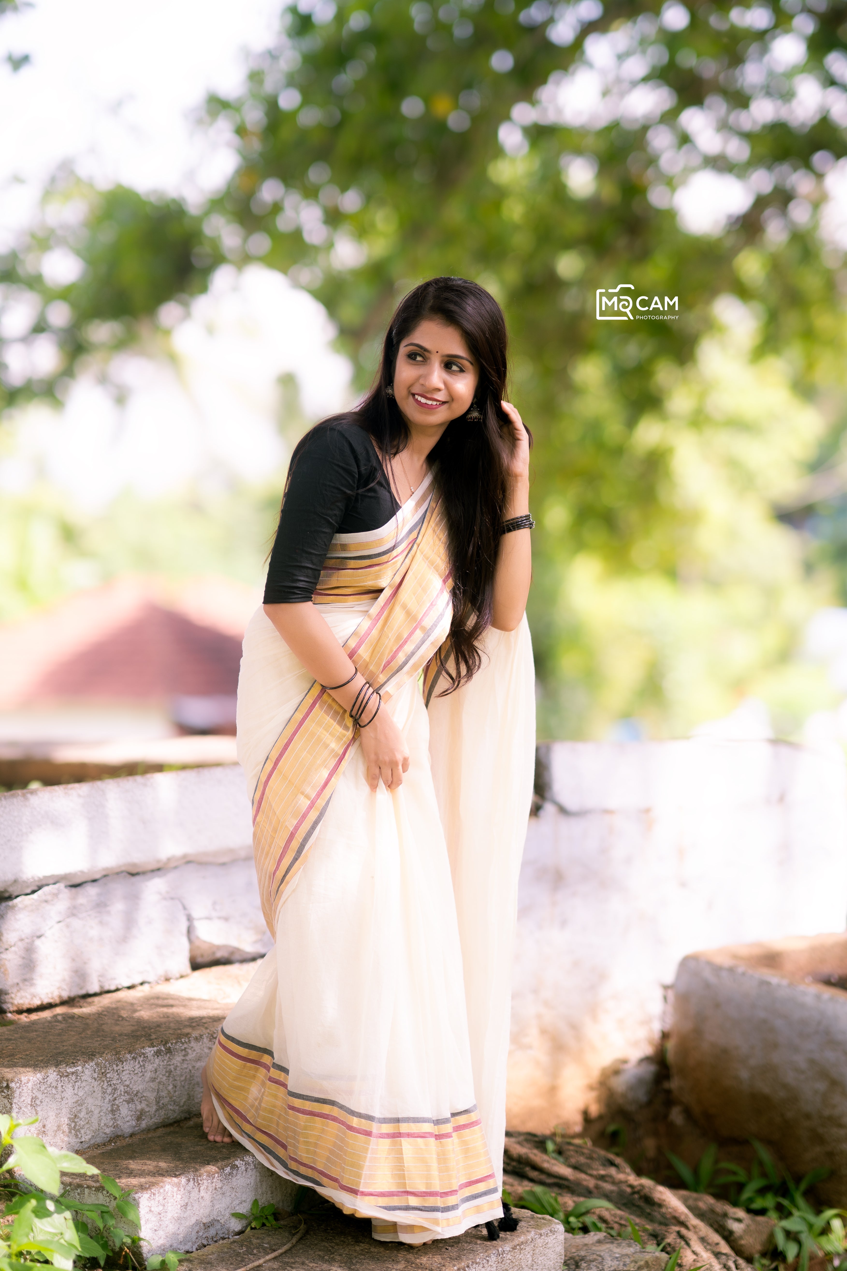 MUL COTTON SAREE WITH ZARI AND COLOUR BORDER- TBS26VC