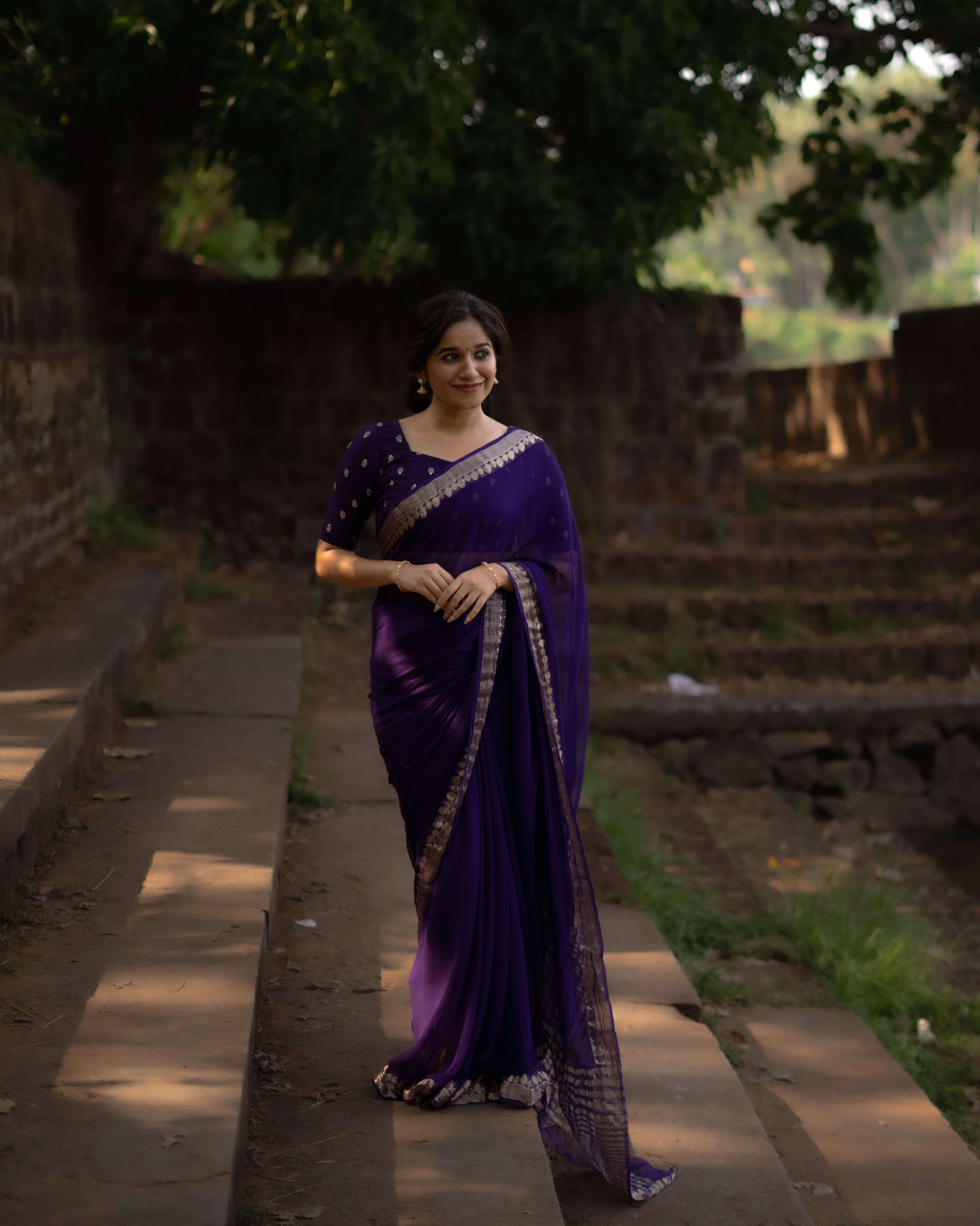 PURPLE VISCOSE GEORGETTE SAREE