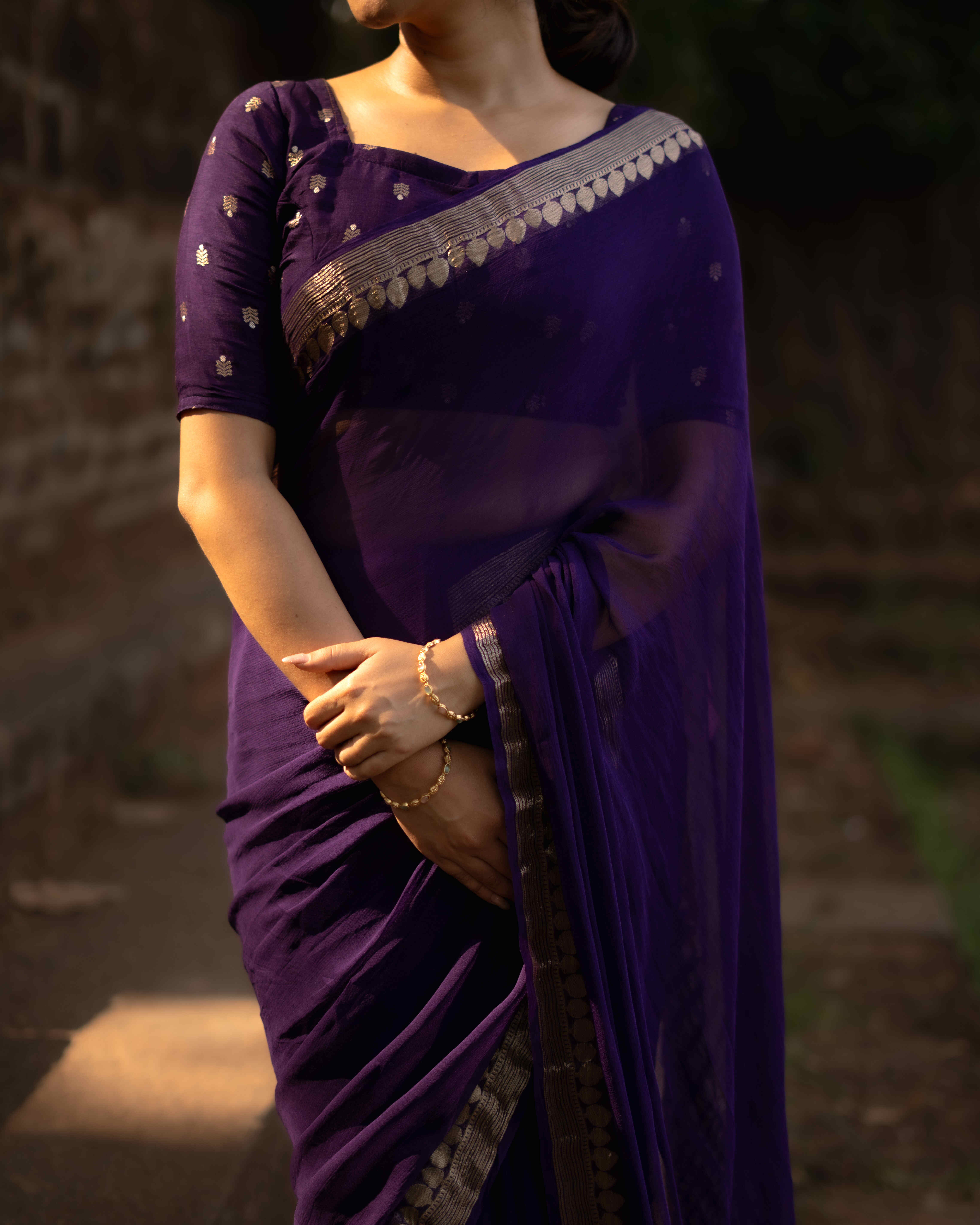 PURPLE VISCOSE GEORGETTE SAREE