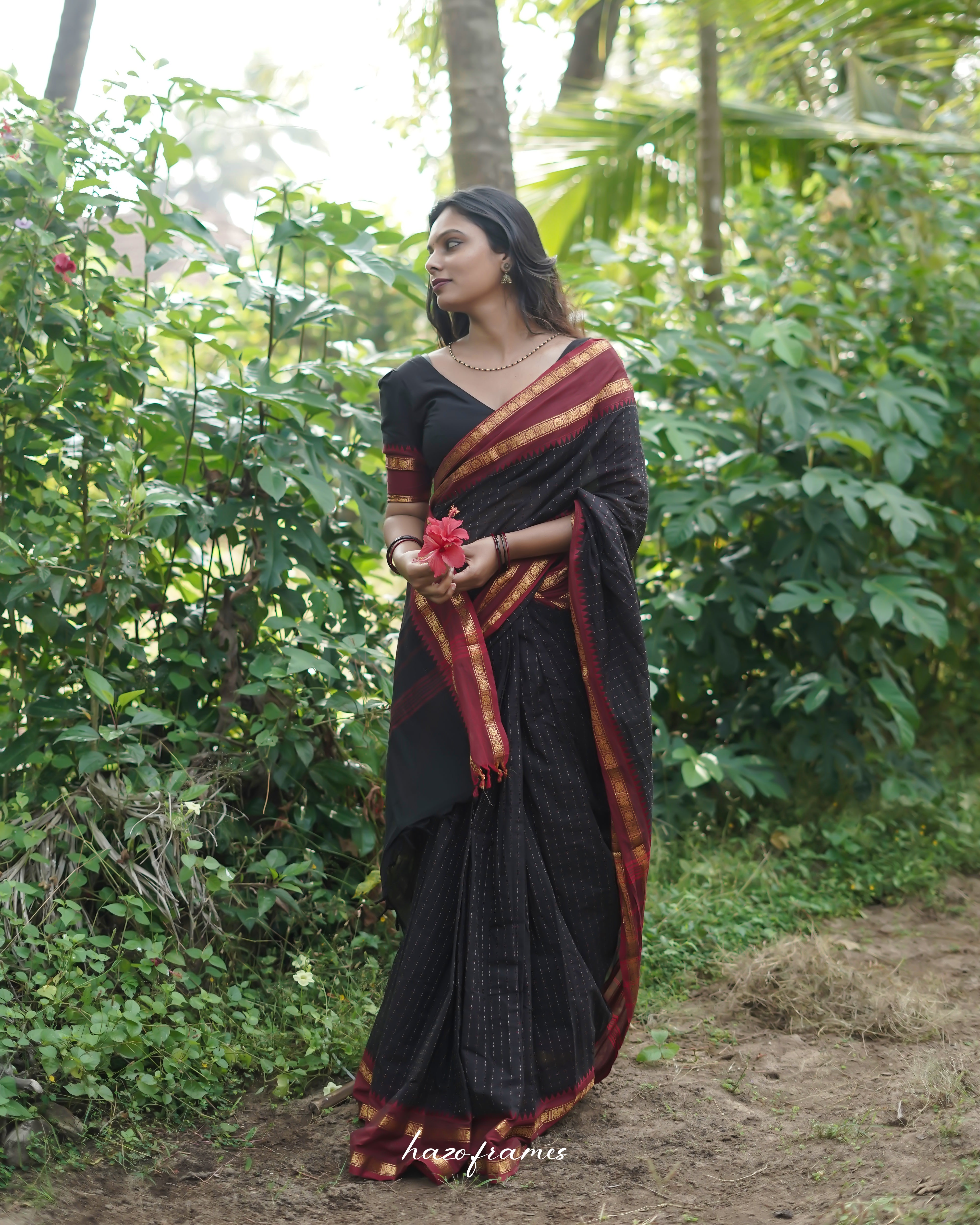 BLACK KANCHI COTTON SAREE