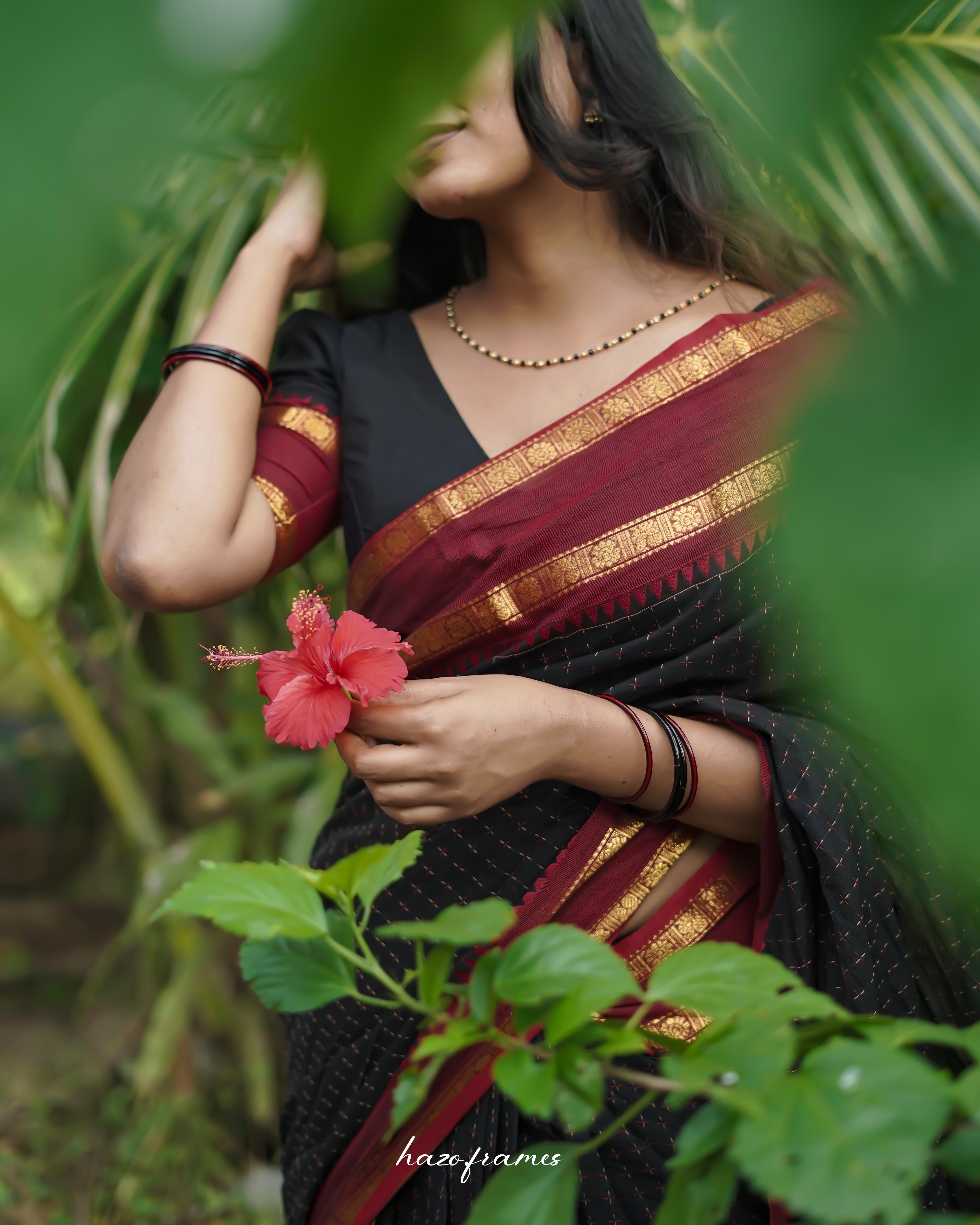 BLACK KANCHI COTTON SAREE