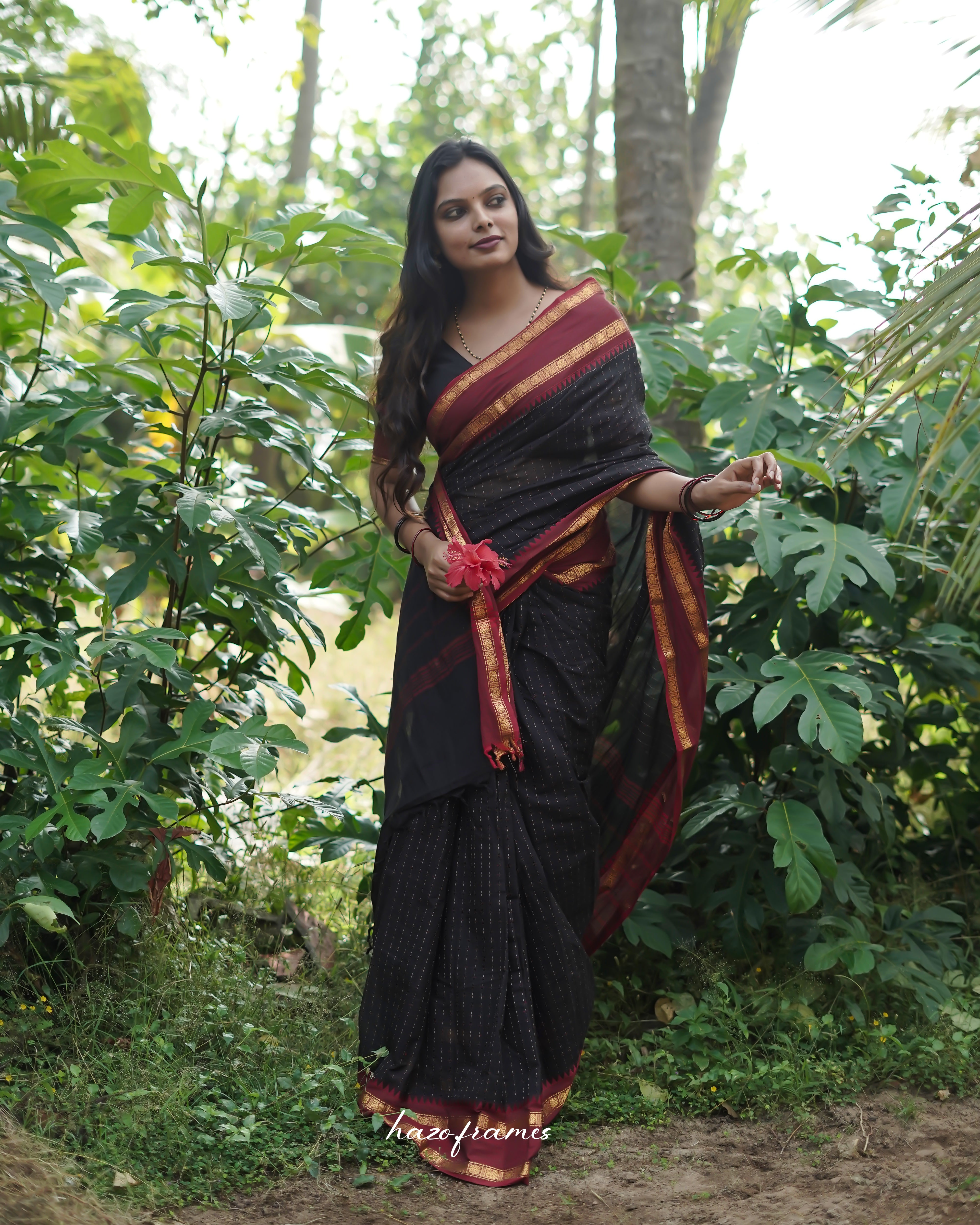 BLACK KANCHI COTTON SAREE