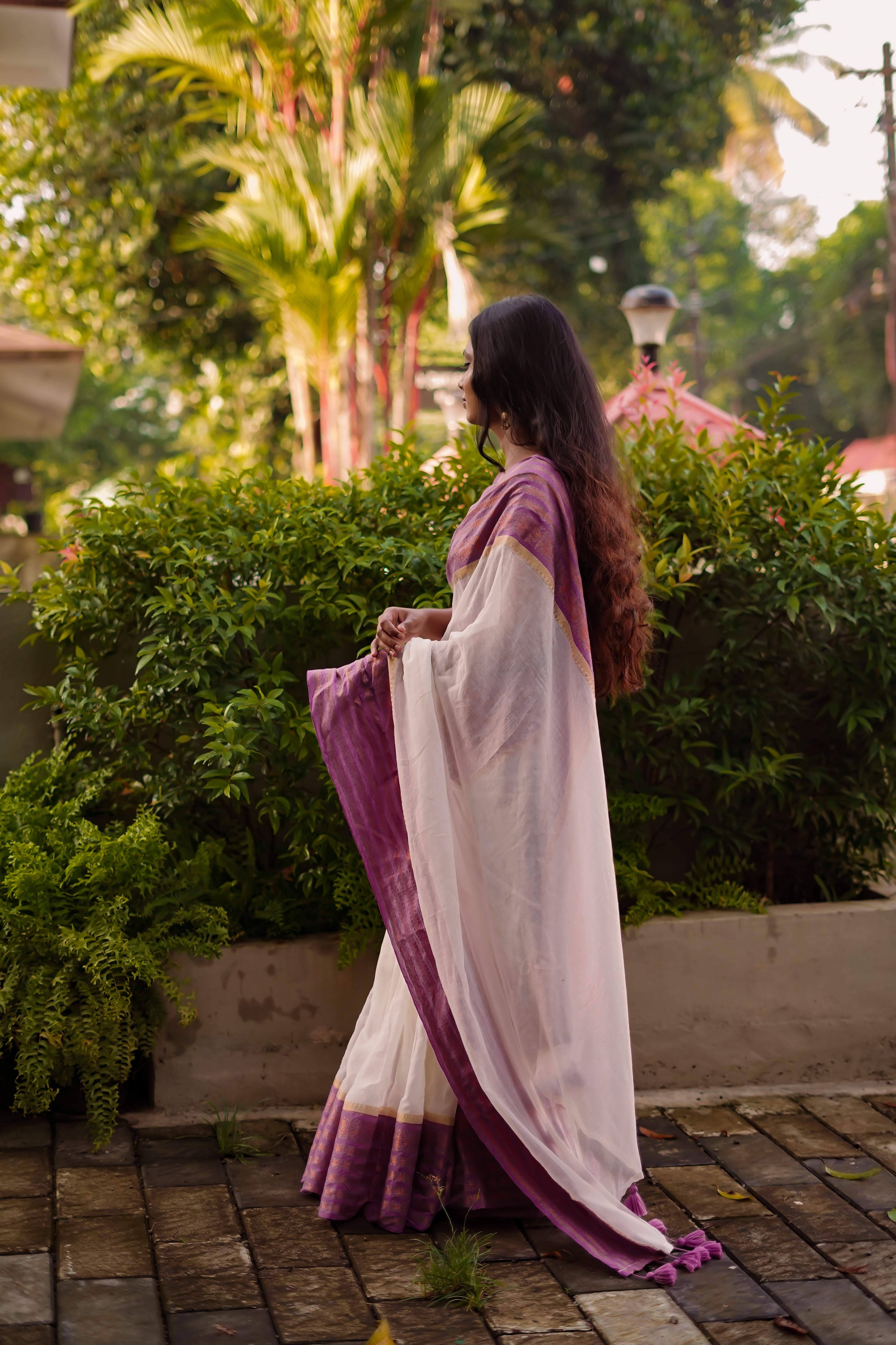 MULMUL SAREE WITH BORDER - TBS26PV
