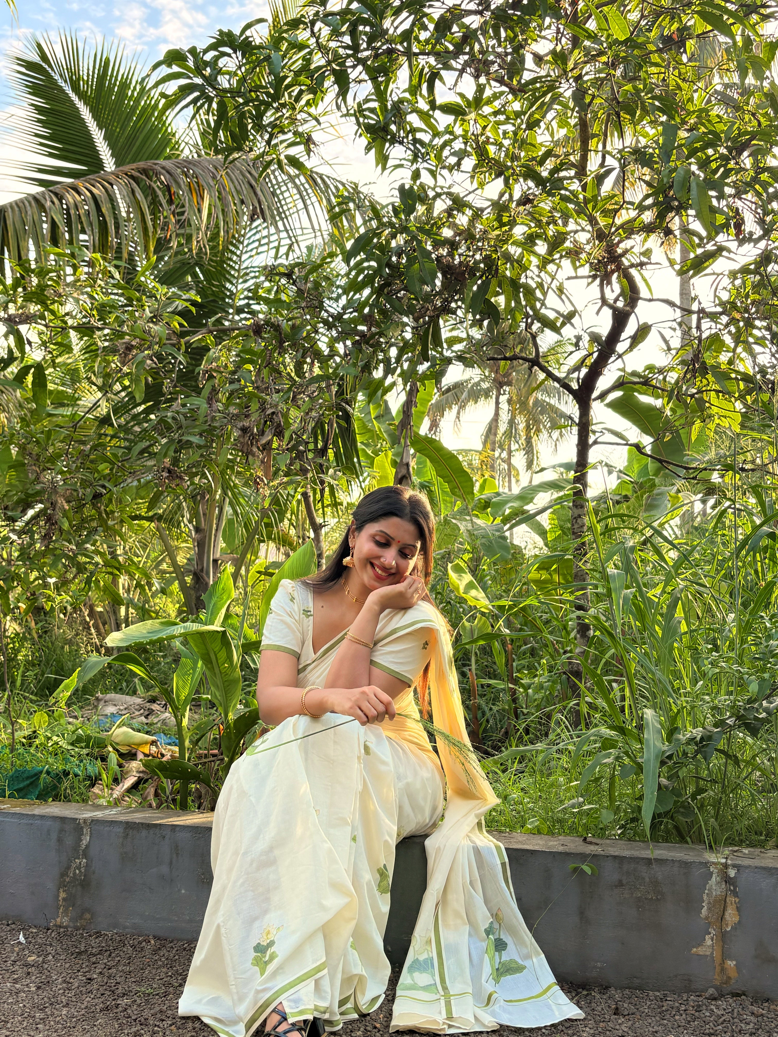 LOTUS PRINTED COTTON SAREE- TBS26LP