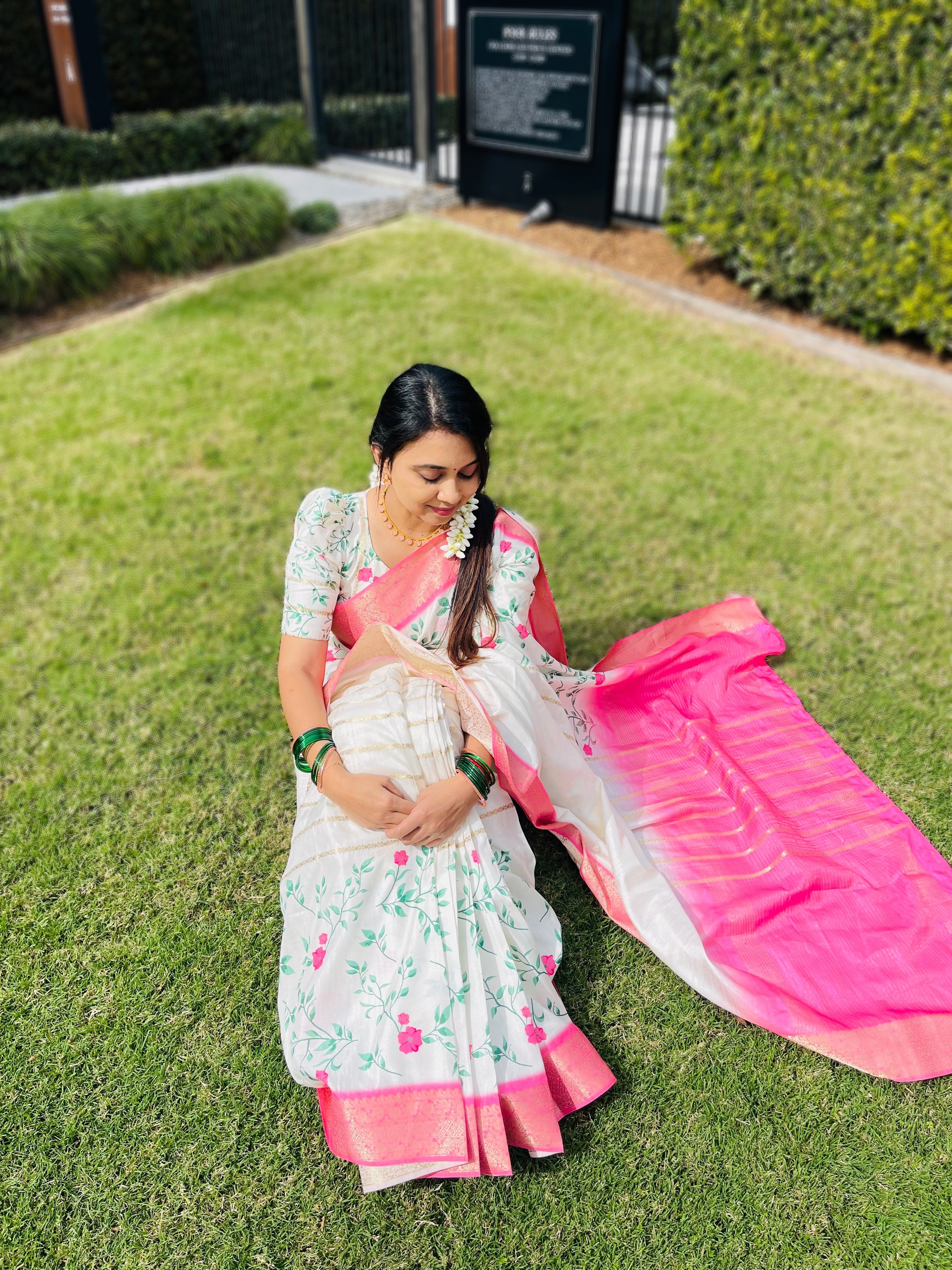 FLORAL PRINTED SEMI SILK SAREE