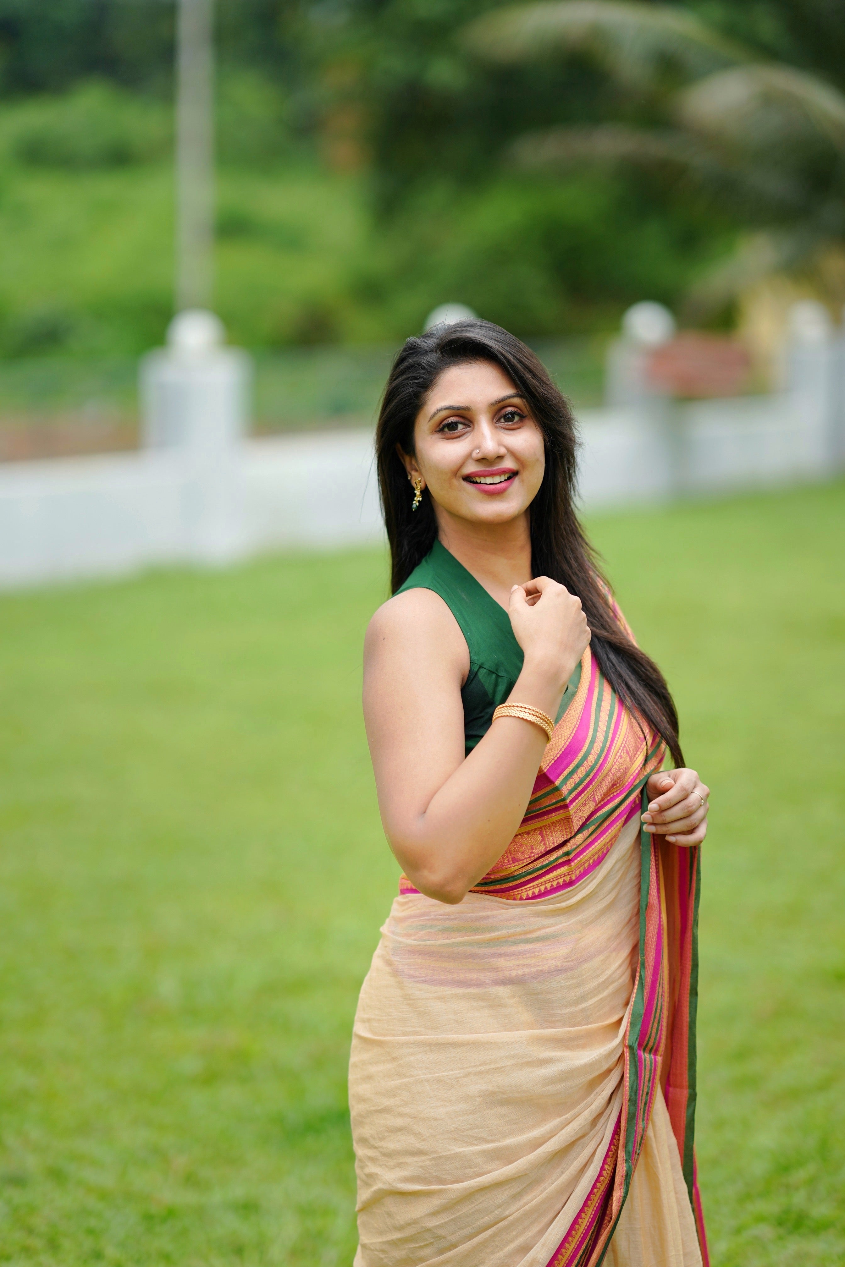 MULMUL COTTON SAREE WITH KANCHI BORDER - TBS26MKB-PREORDER