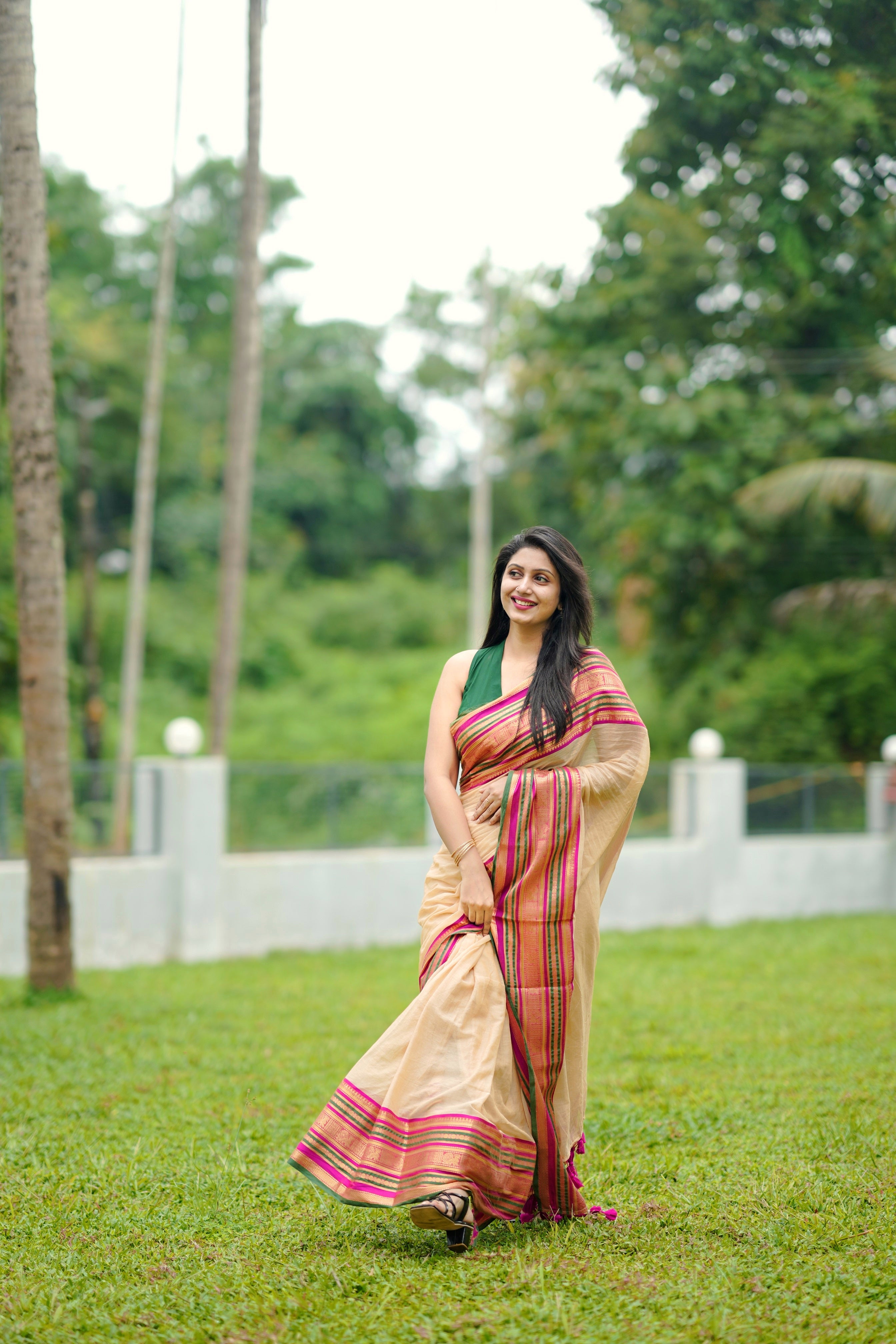 MULMUL COTTON SAREE WITH KANCHI BORDER - TBS26MKB-PREORDER