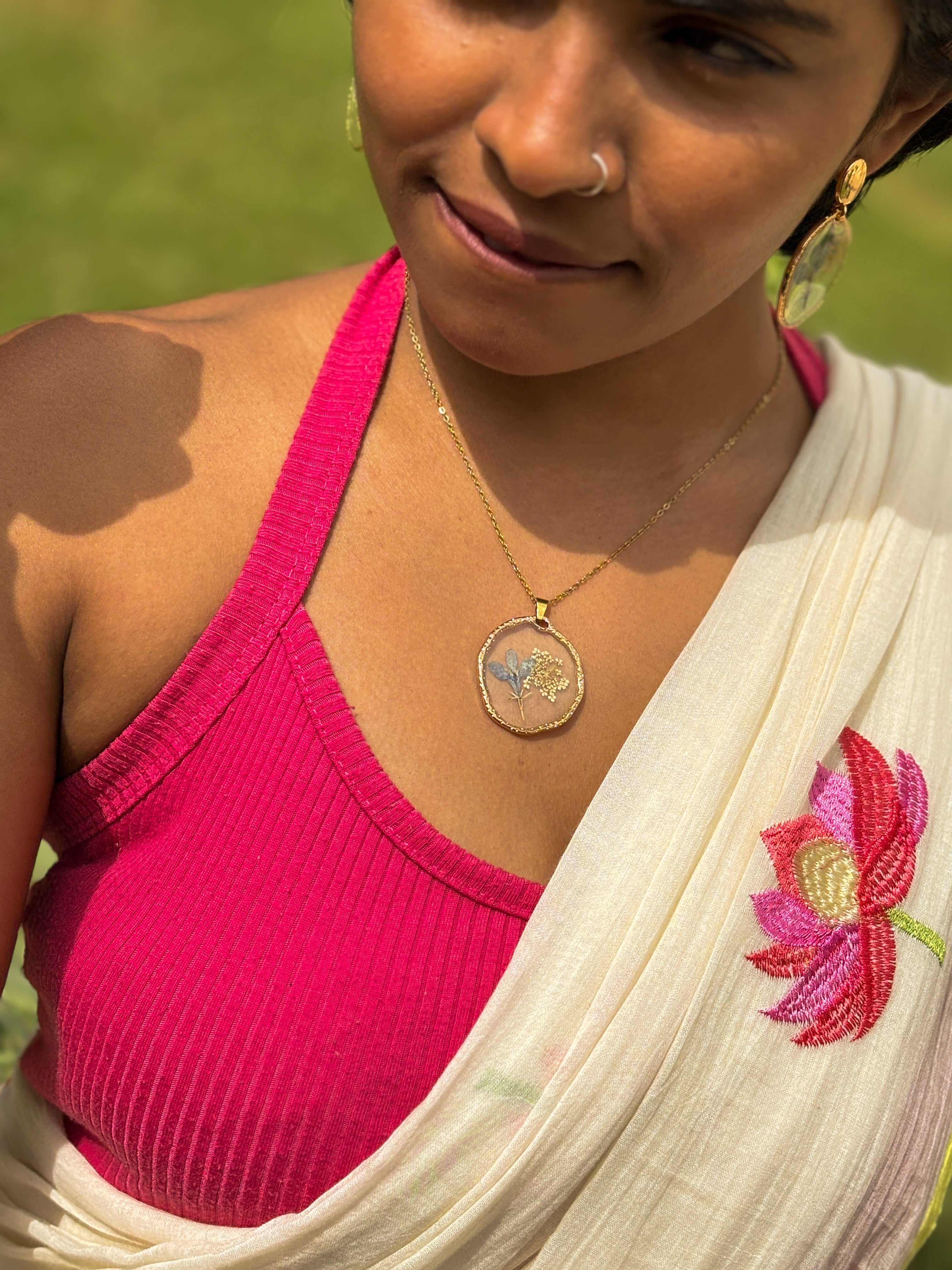 LOTUS EMBROIDERY MUL MUL COTTON SAREE- PREORDER