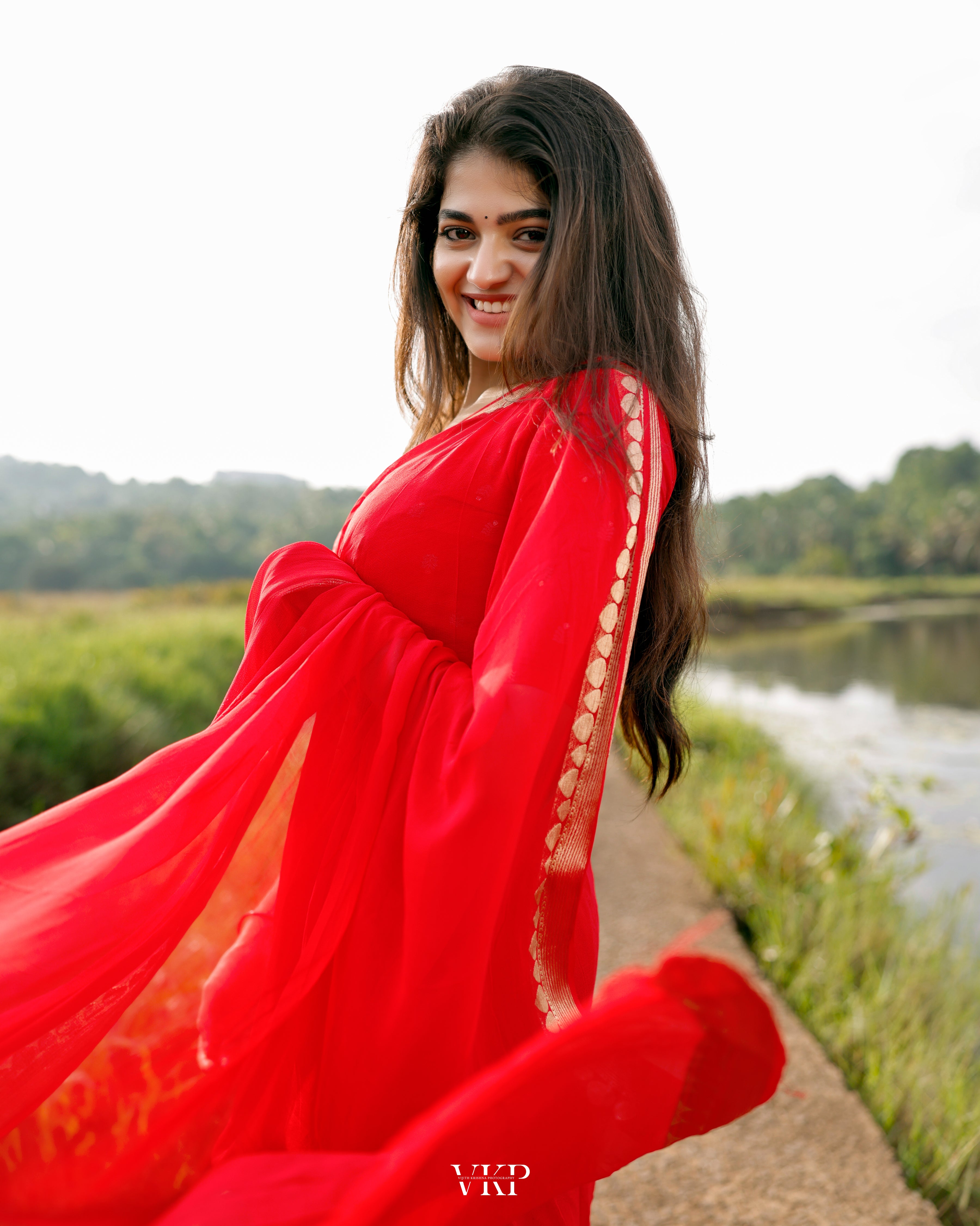 RED VISCOSE GEORGETTE SAREE- PREORDER