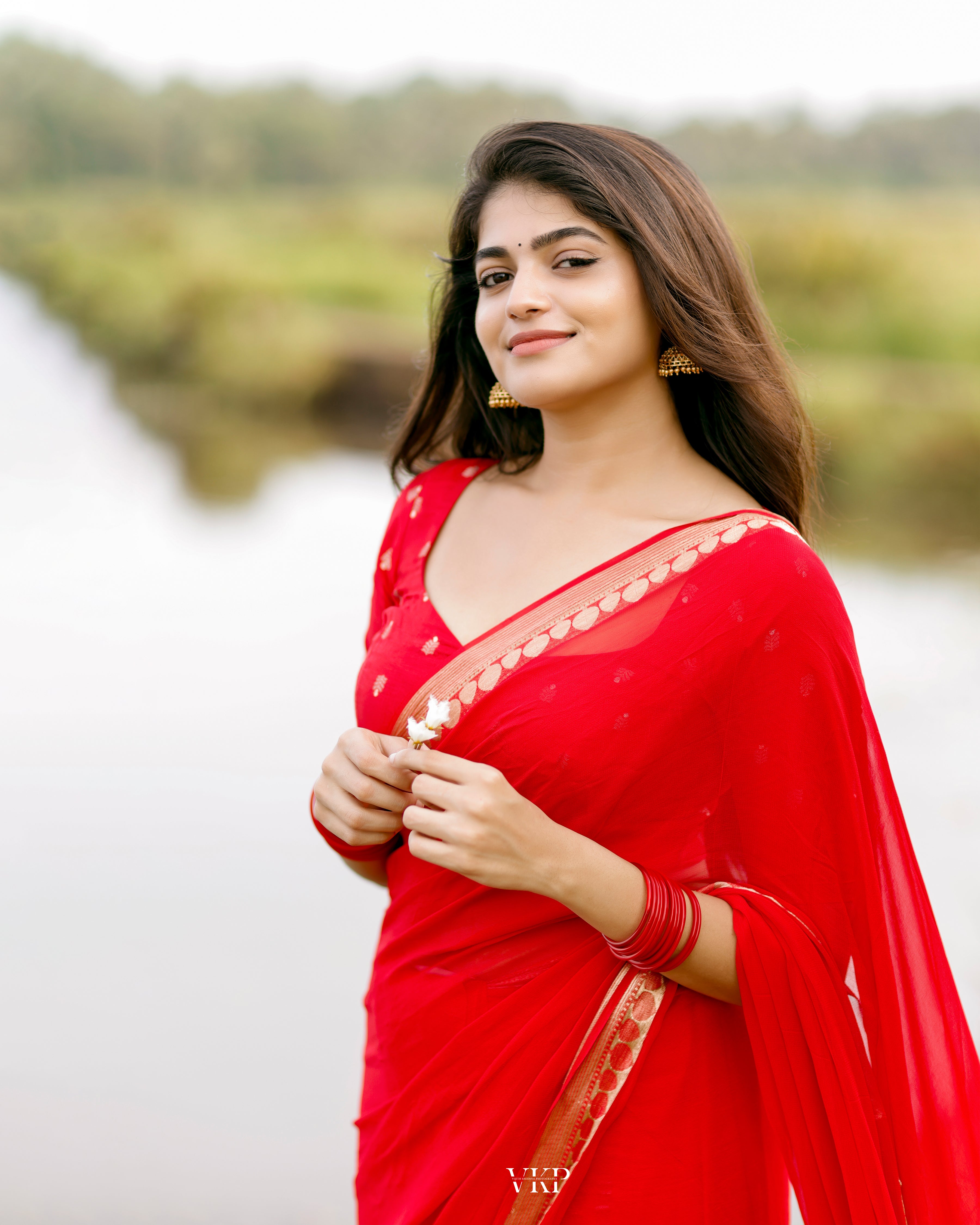 RED VISCOSE GEORGETTE SAREE- PREORDER