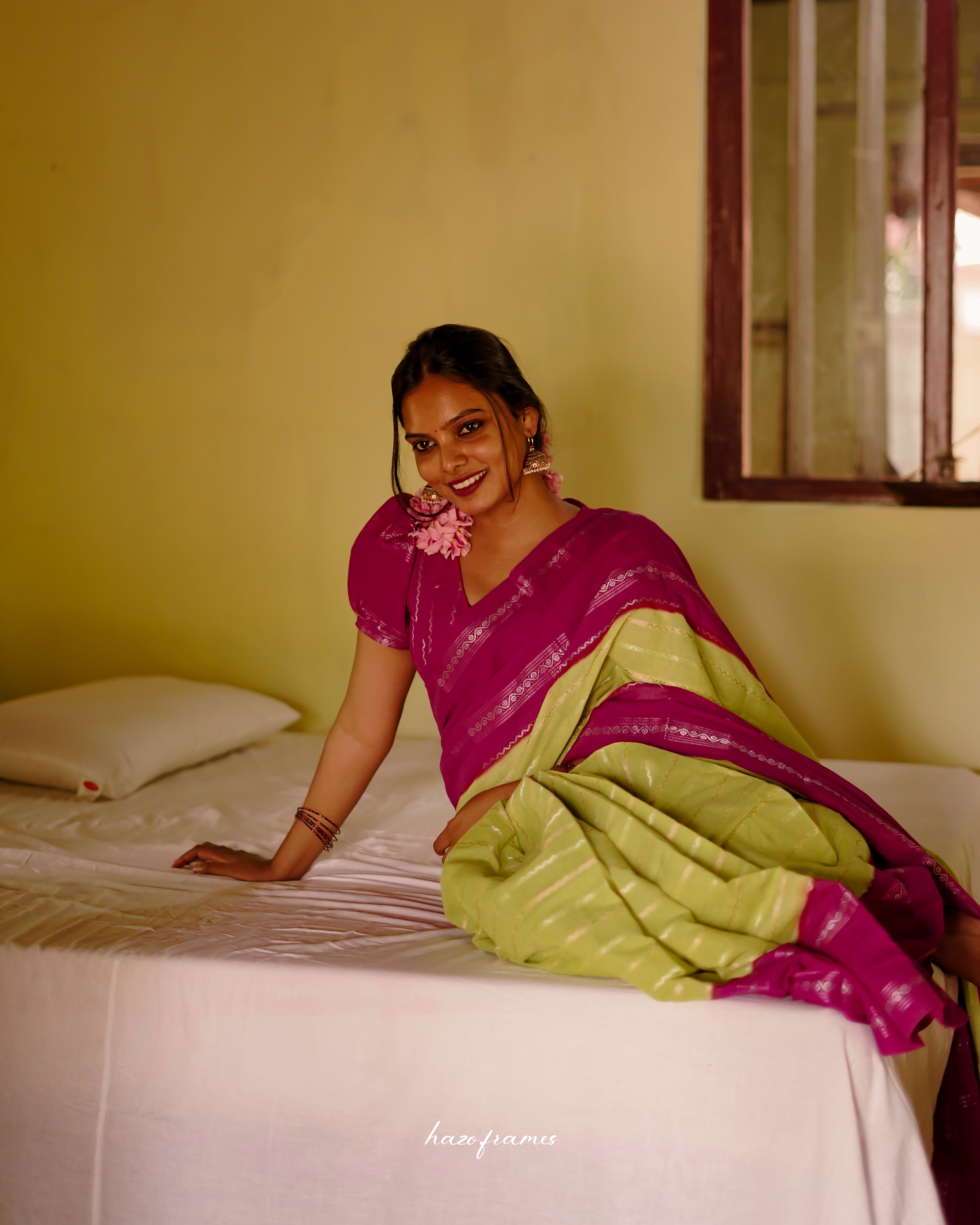 NEON - PINK MADURAI SUNGUDI SAREE
