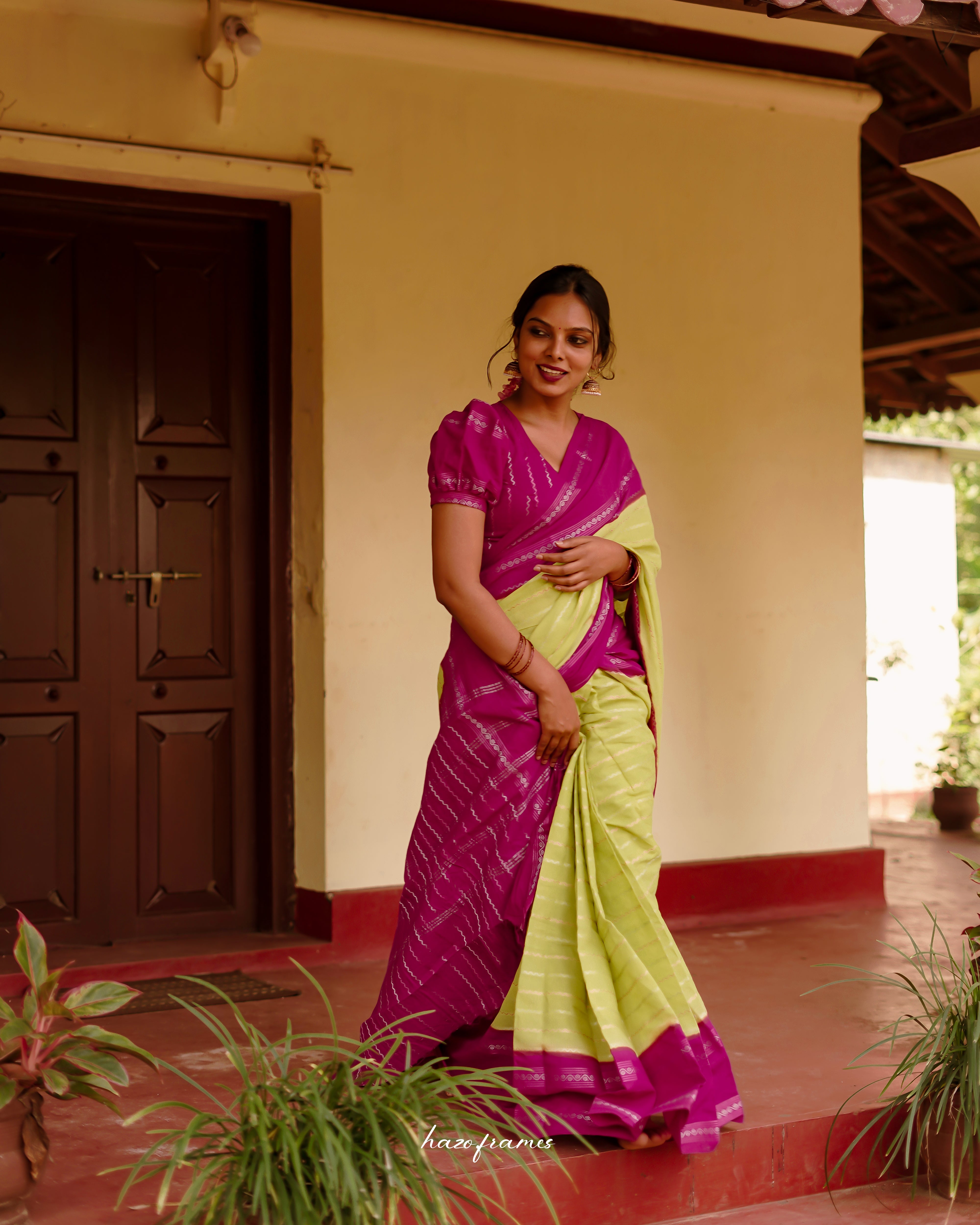 NEON - PINK MADURAI SUNGUDI SAREE