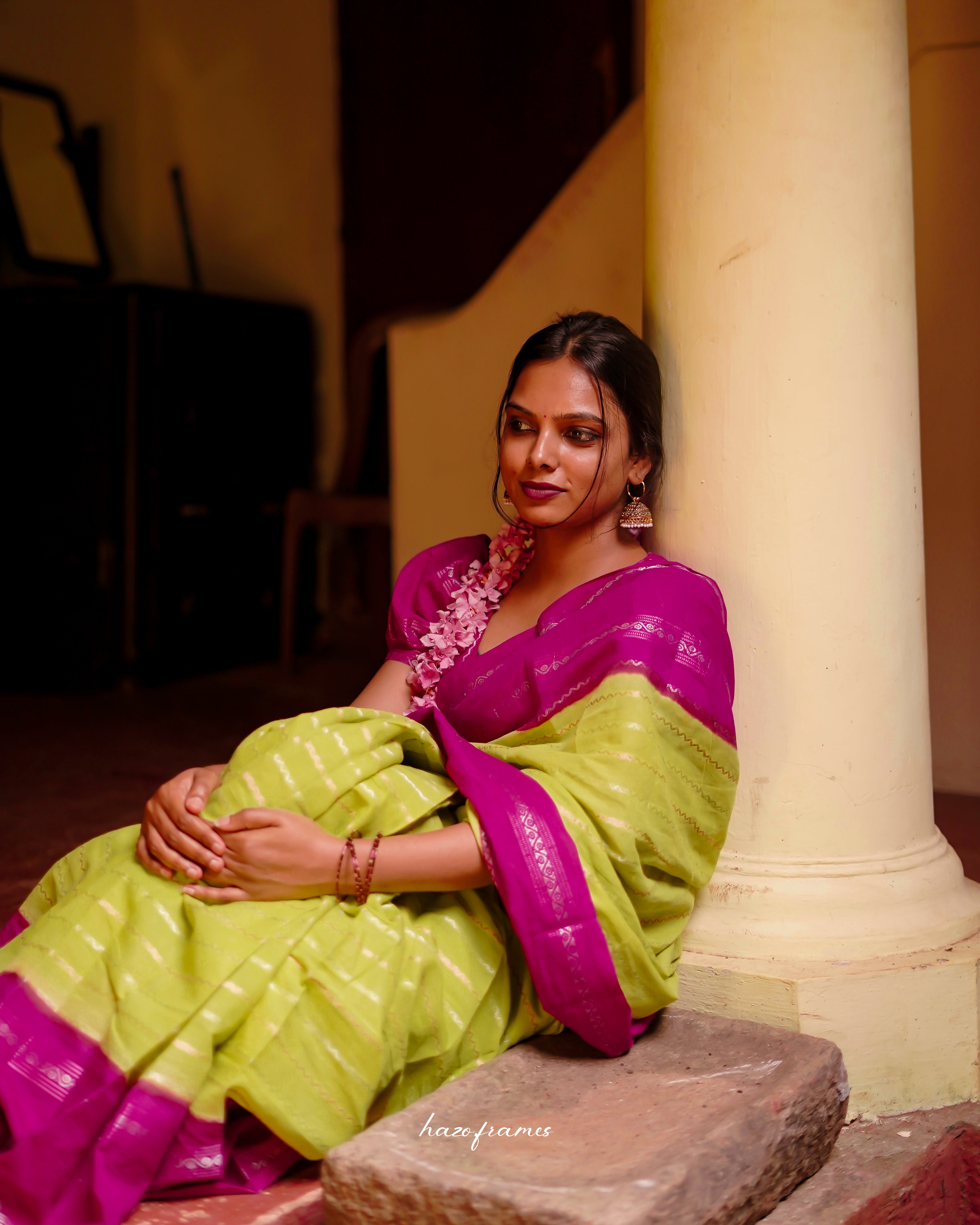 NEON - PINK MADURAI SUNGUDI SAREE
