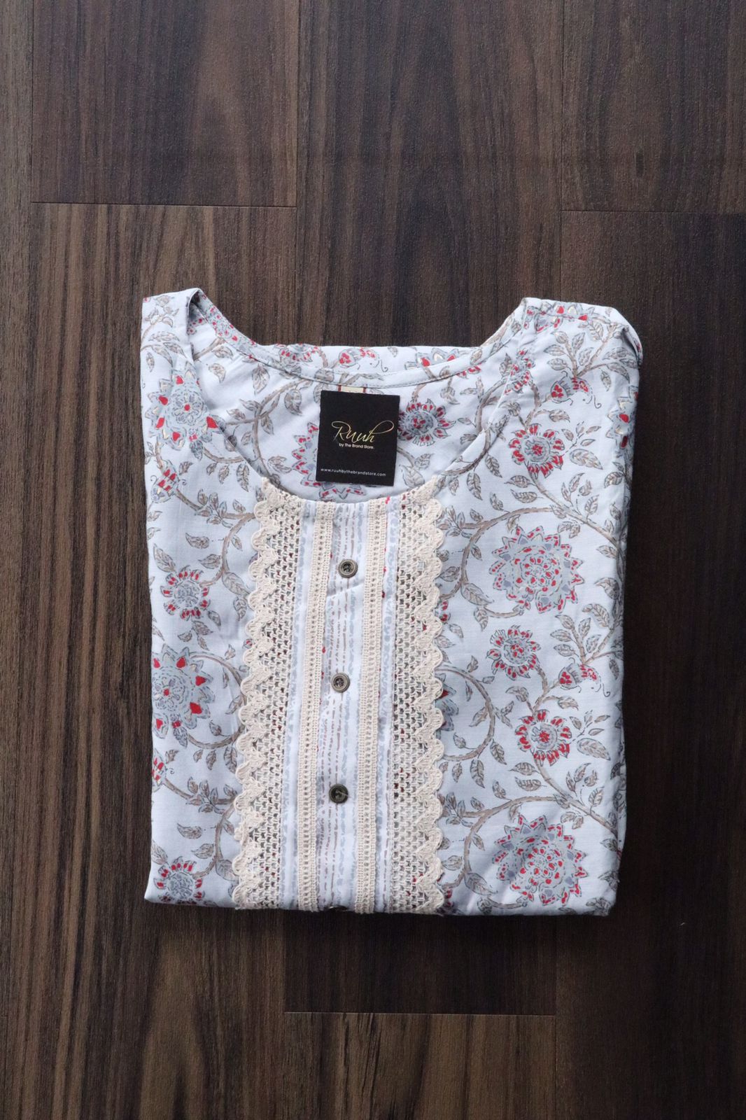 LIGHT BLUE MUSLIN FLORAL KURTA
