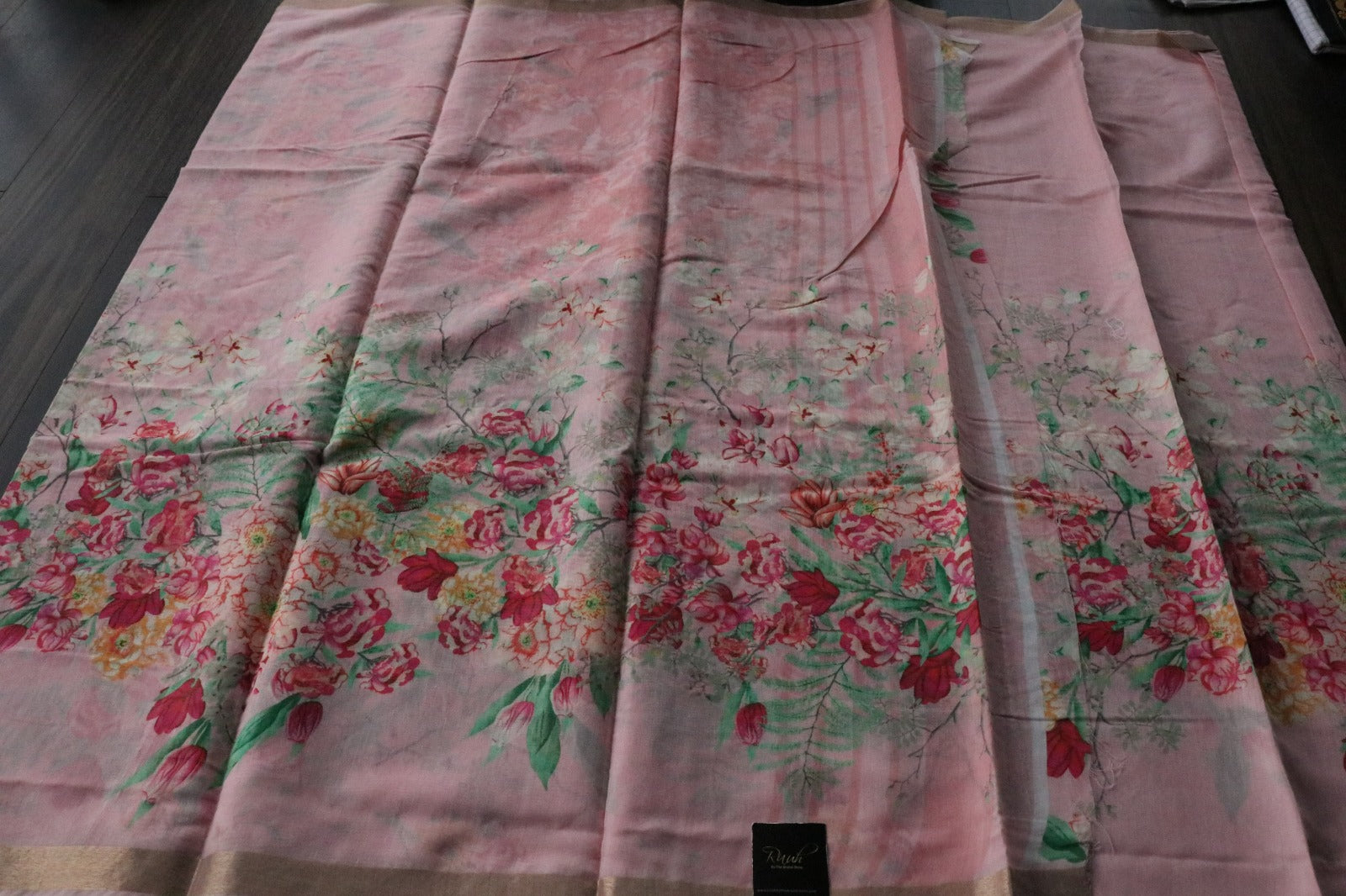 PEACH PINK FLORAL PRINTED SAREE
