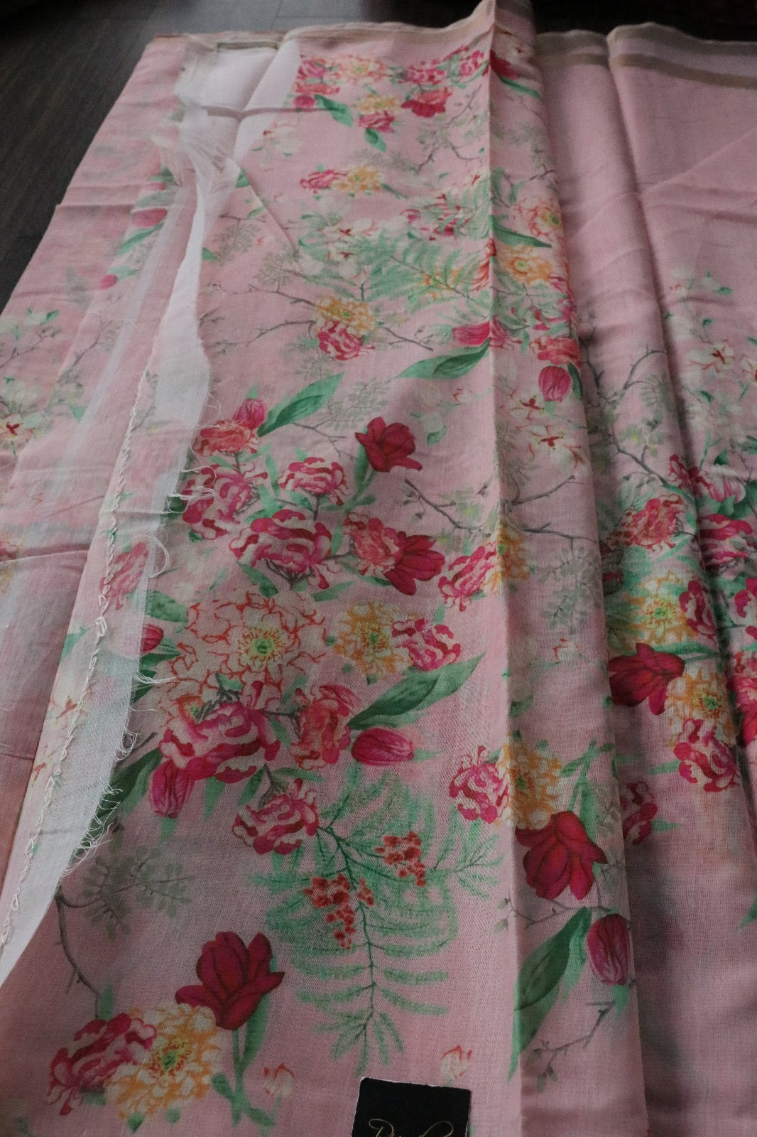 PEACH PINK FLORAL PRINTED SAREE