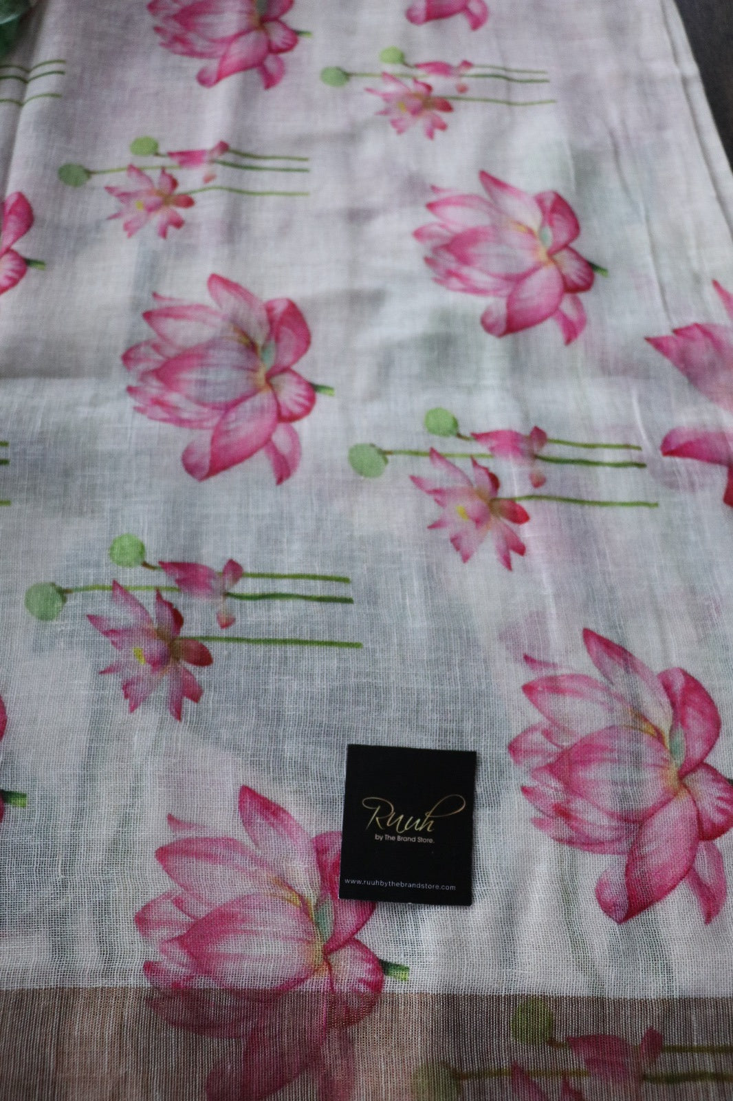 LOTUS PRINTED LINEN SAREE