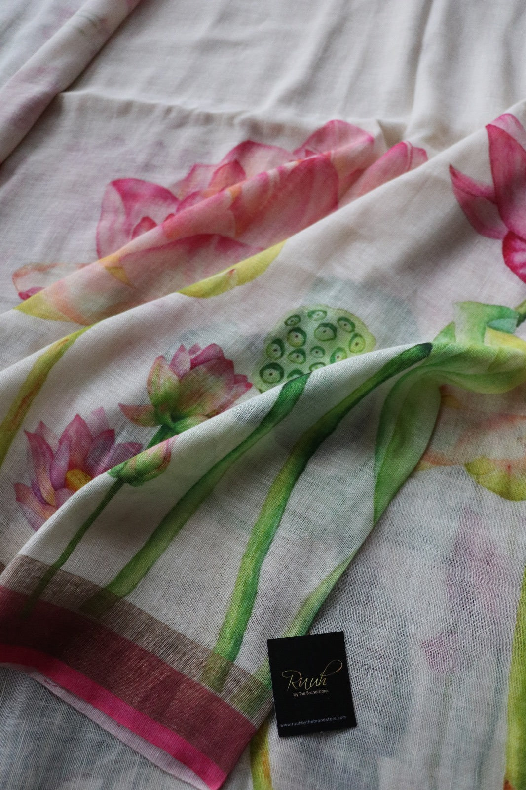 LOTUS PRINTED LINEN SAREE