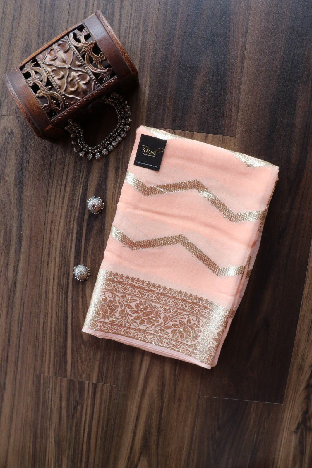 PEACH VISCOSE GEORGETTE SAREE