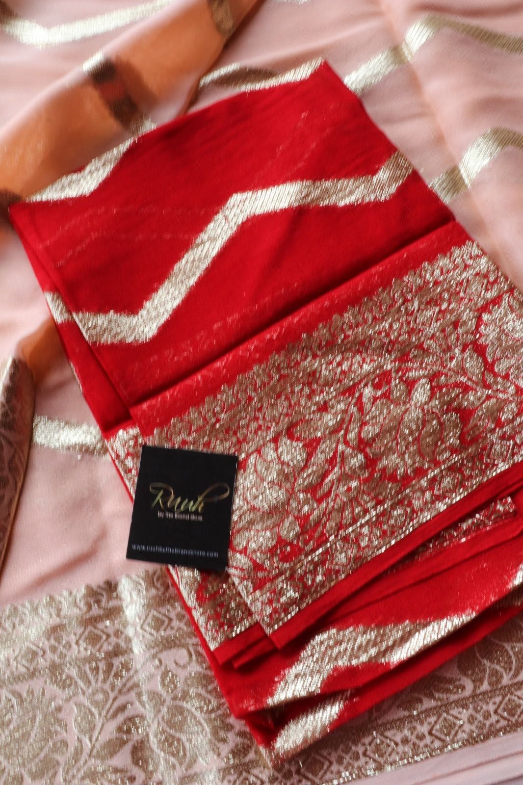 PEACH VISCOSE GEORGETTE SAREE