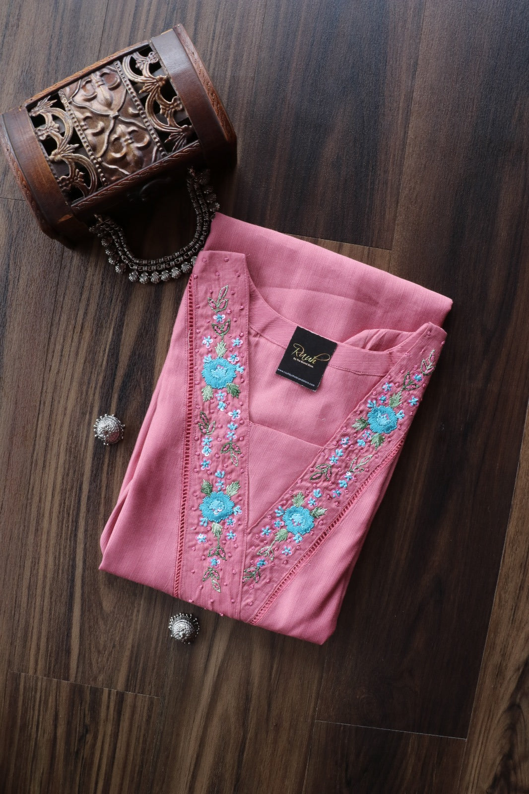 PINK V NECK KURTA