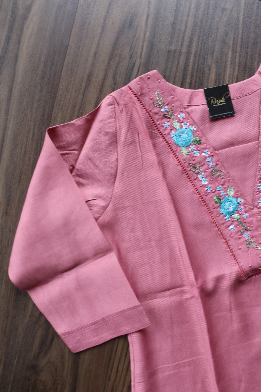PINK V NECK KURTA