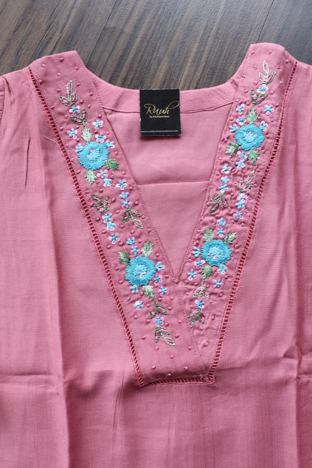 PINK V NECK KURTA