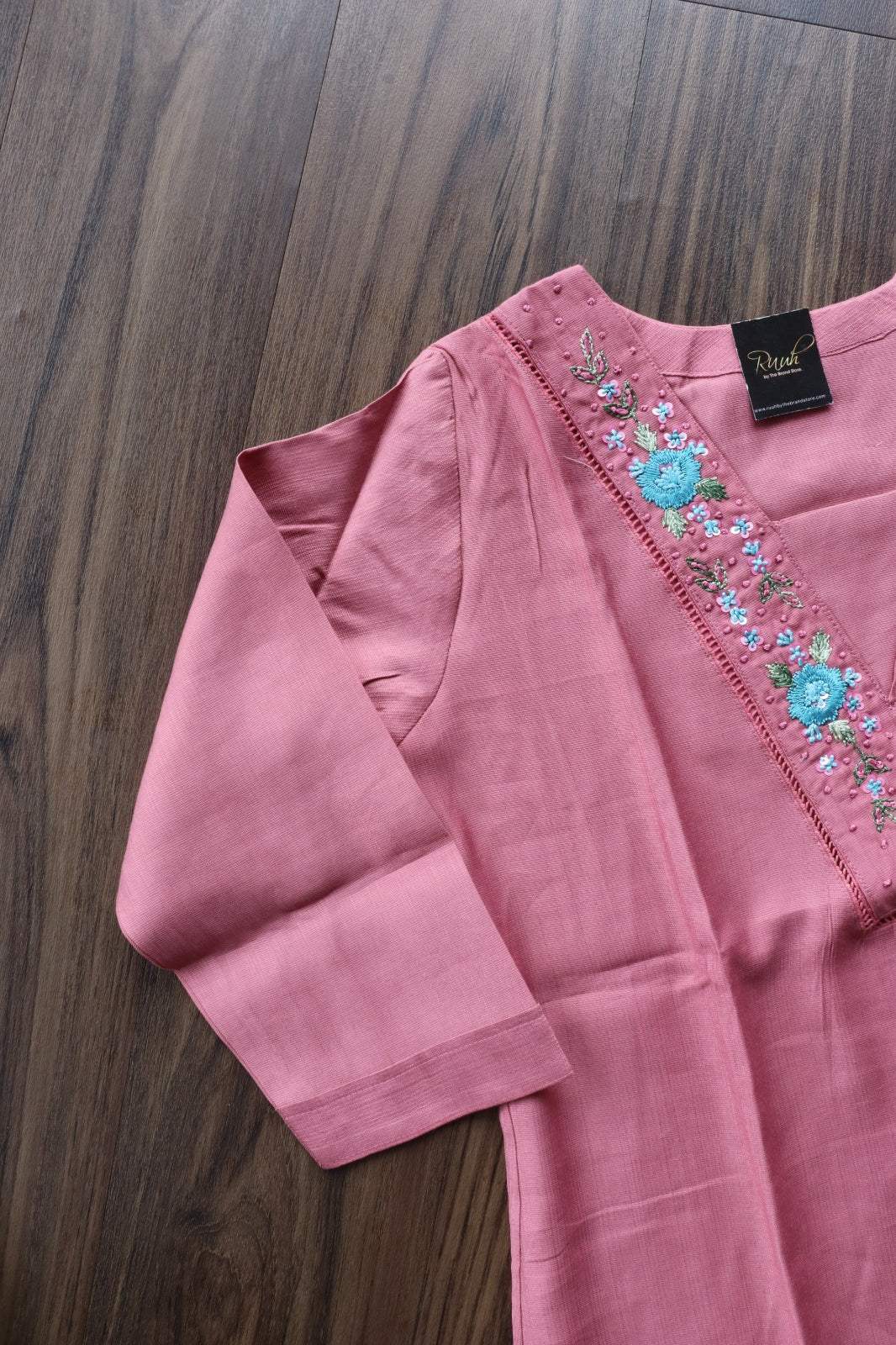 PINK V NECK KURTA