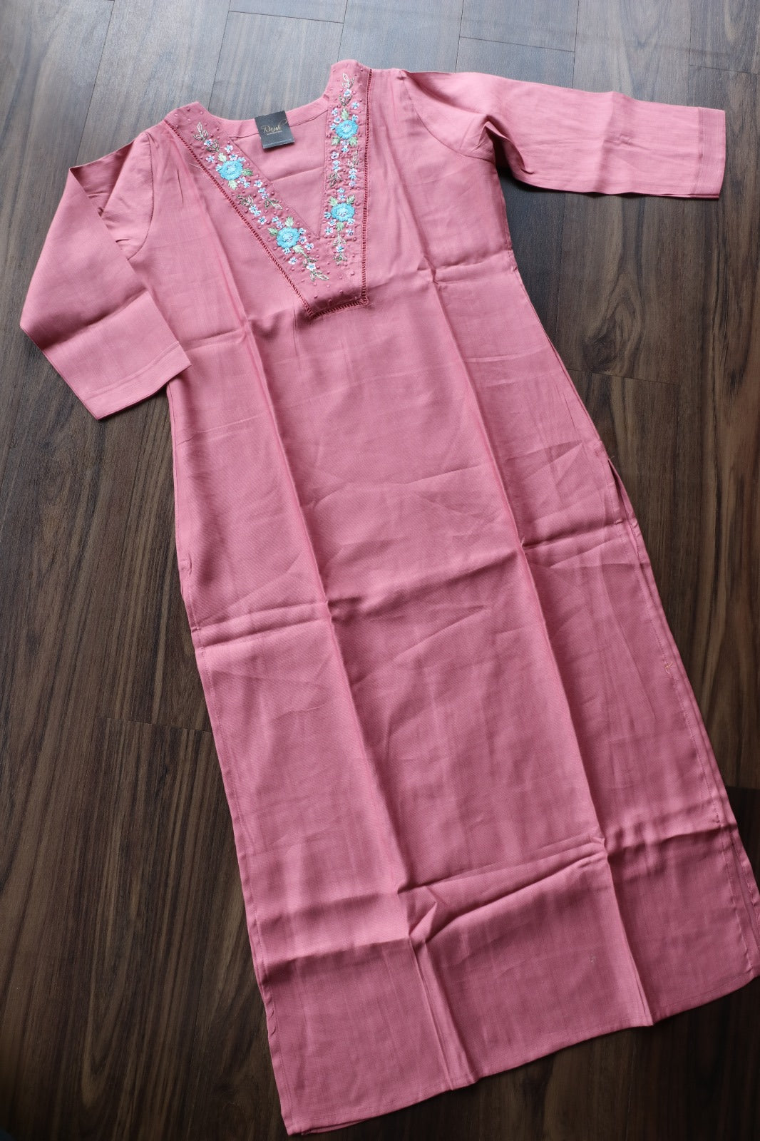 PINK V NECK KURTA