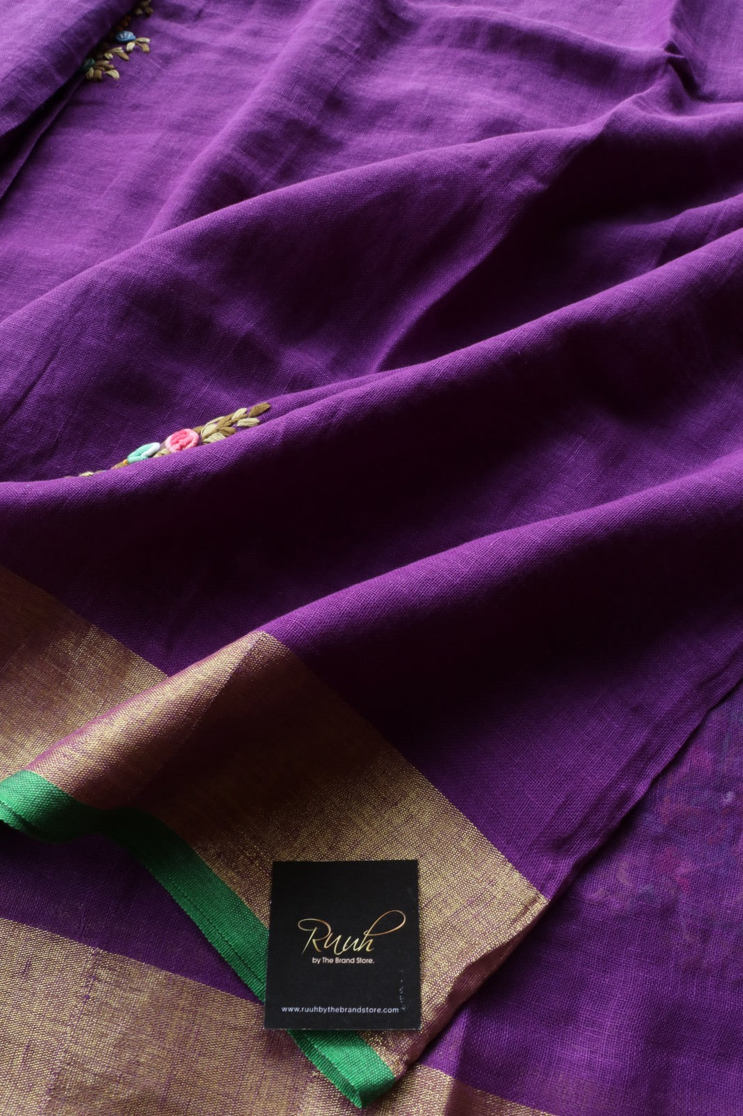 LINEN FRENCH KNOT SAREE 4