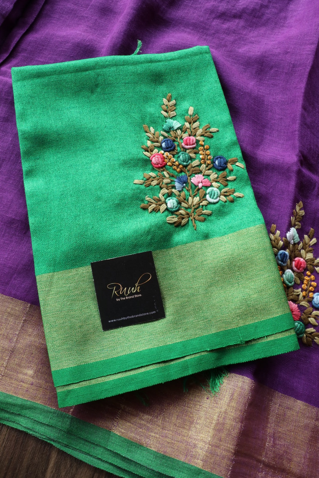 LINEN FRENCH KNOT SAREE 4