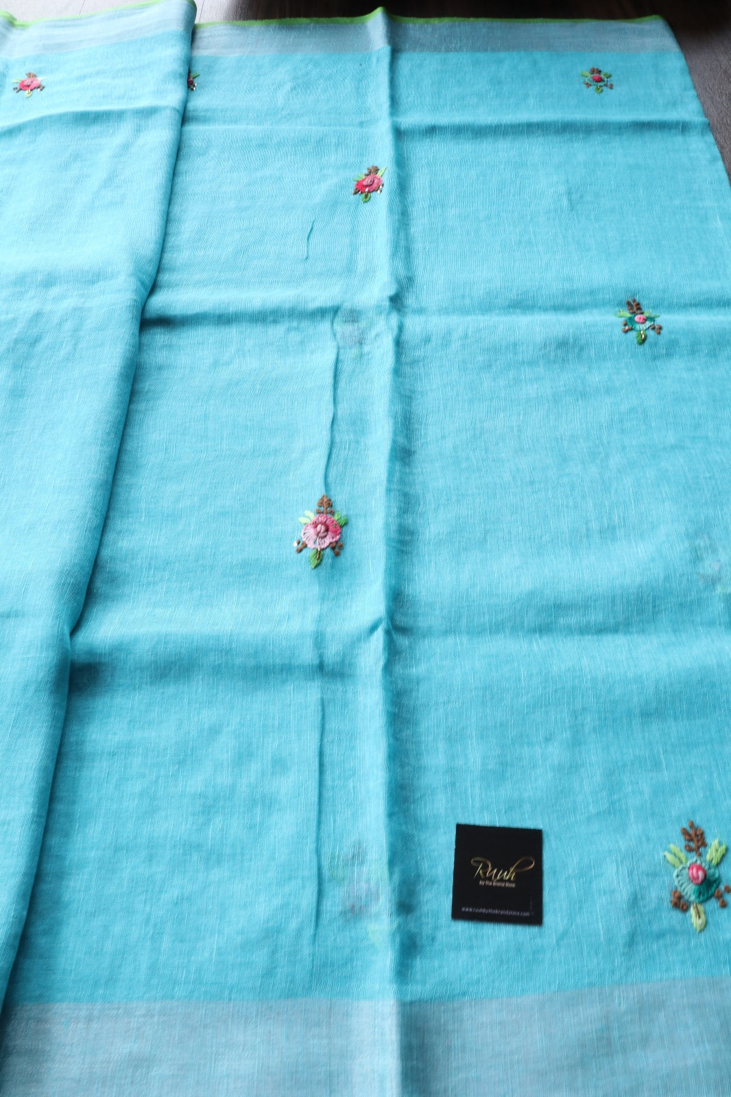 LINEN FRENCH KNOT SAREE 3