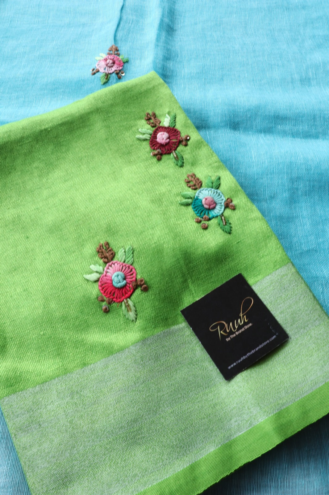LINEN FRENCH KNOT SAREE 3