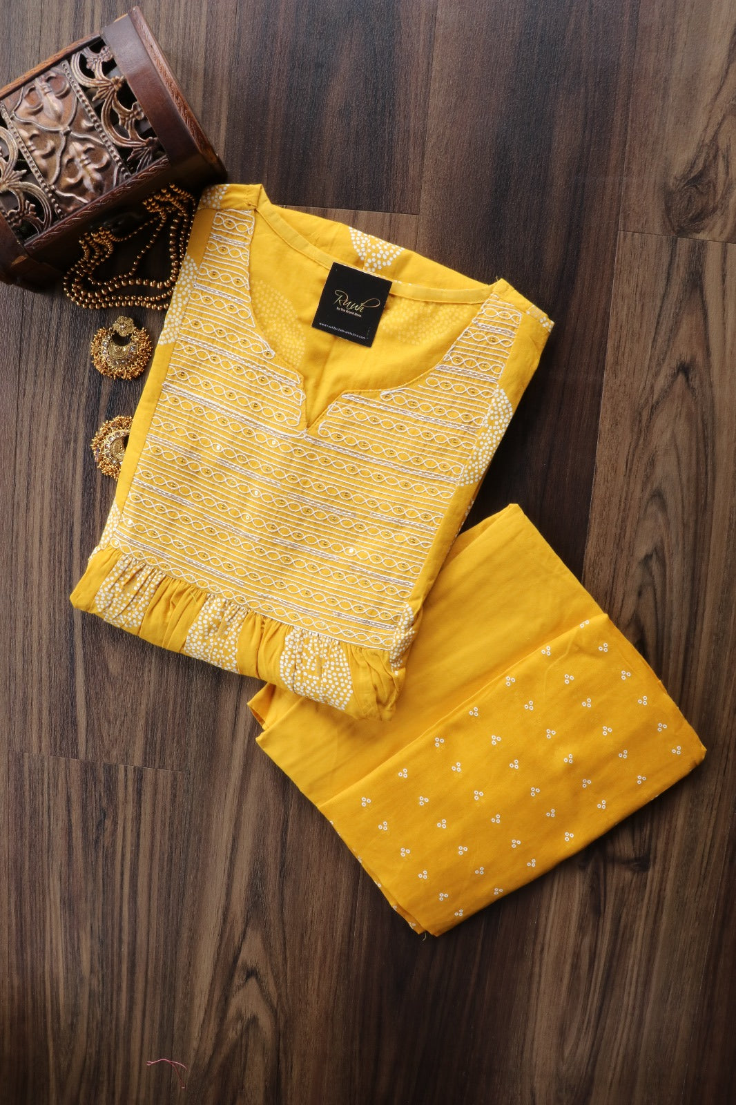 COTTON YELLOW SALWAR SUIT SET