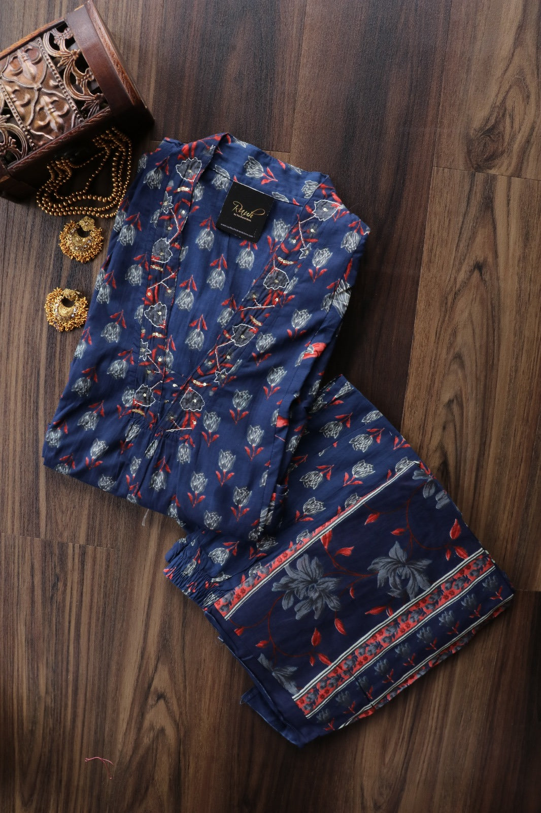 COTTON BLUE SALWAR SUIT SET