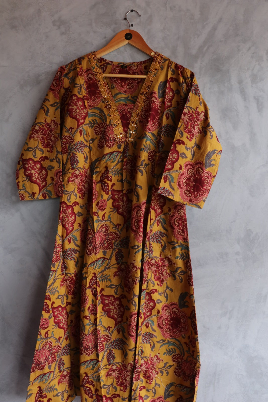 COTTON YELLOW V NECK SALWAR SUIT SET