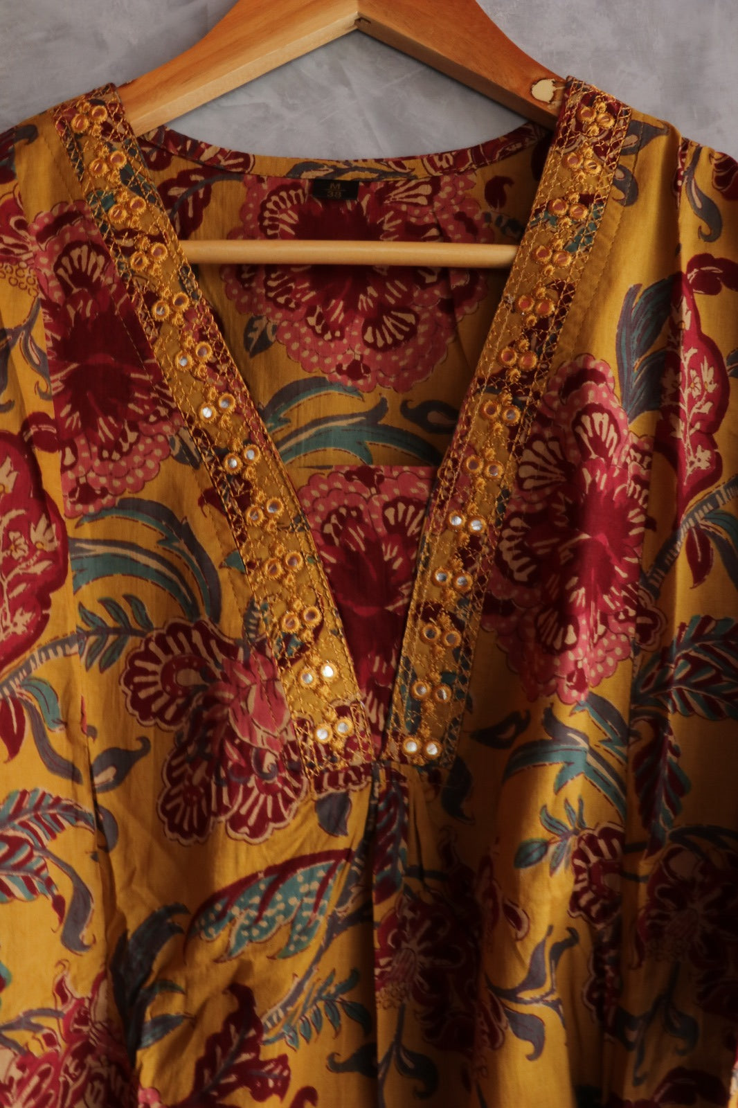 COTTON YELLOW V NECK SALWAR SUIT SET