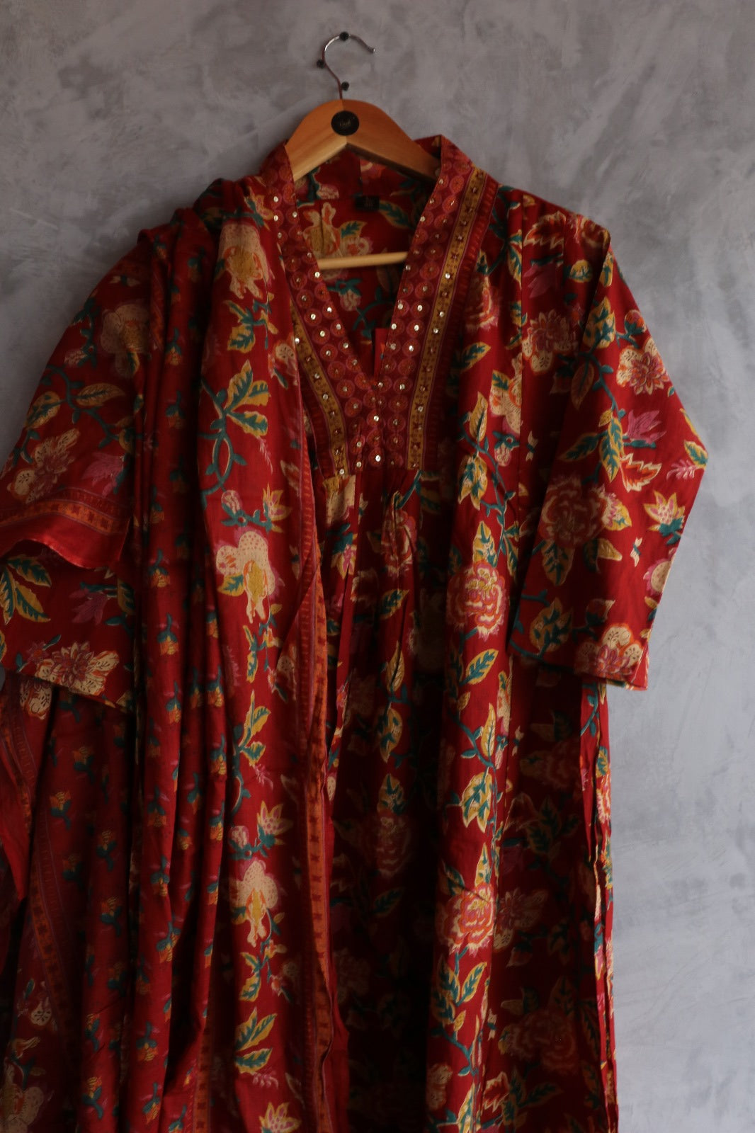 RED COTTON SALWAR SUIT SET