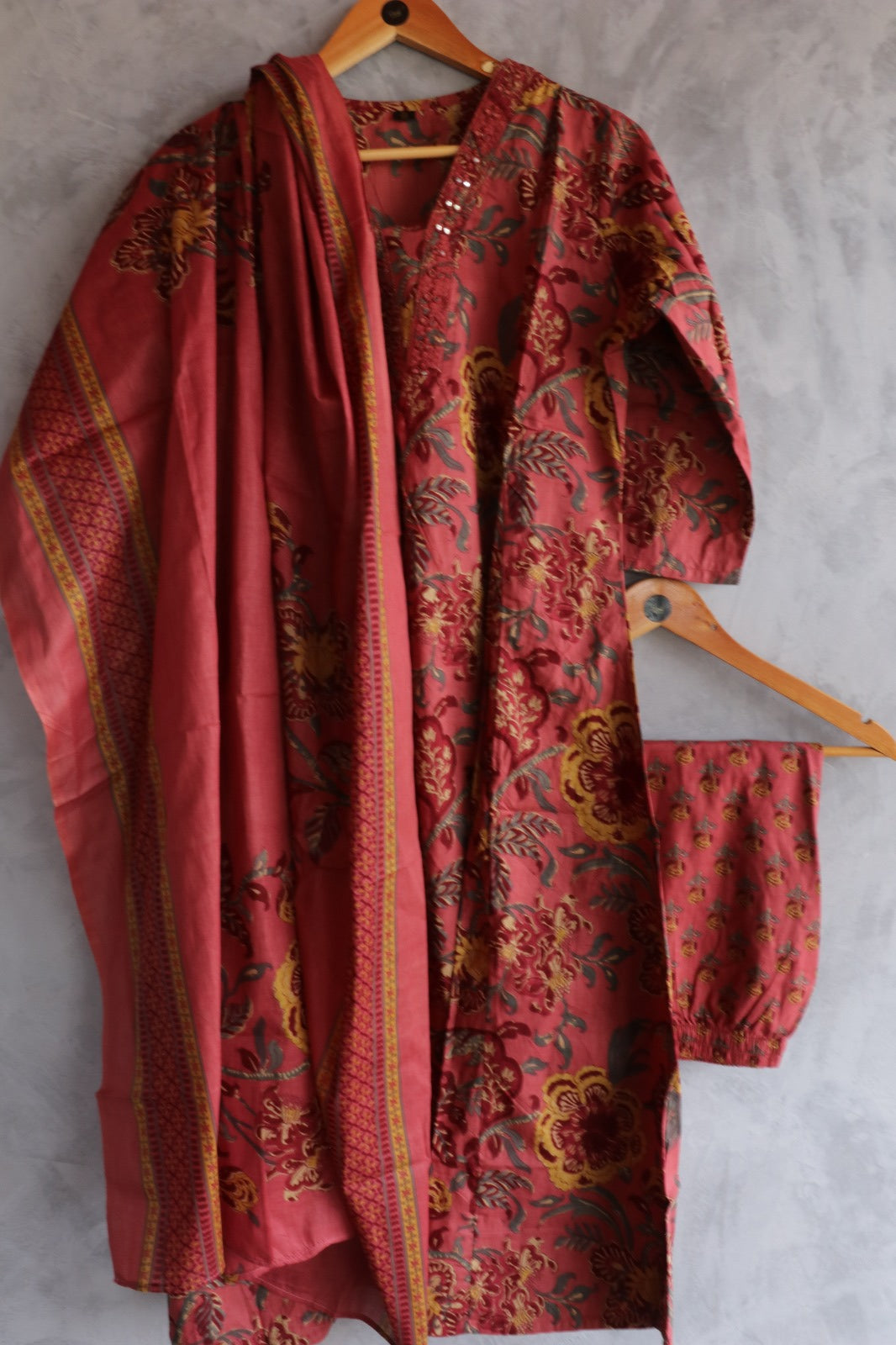 DARK PINK COTTON SALWAR SUIT SET
