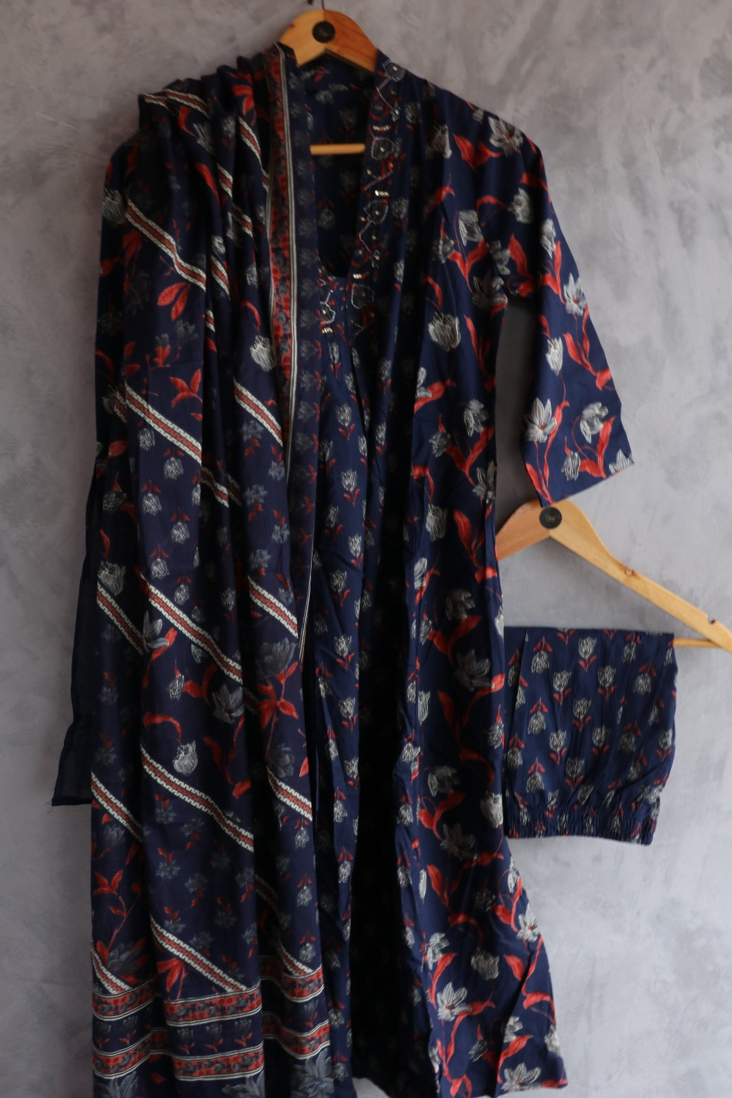 COTTON BLUE SALWAR SUIT SET