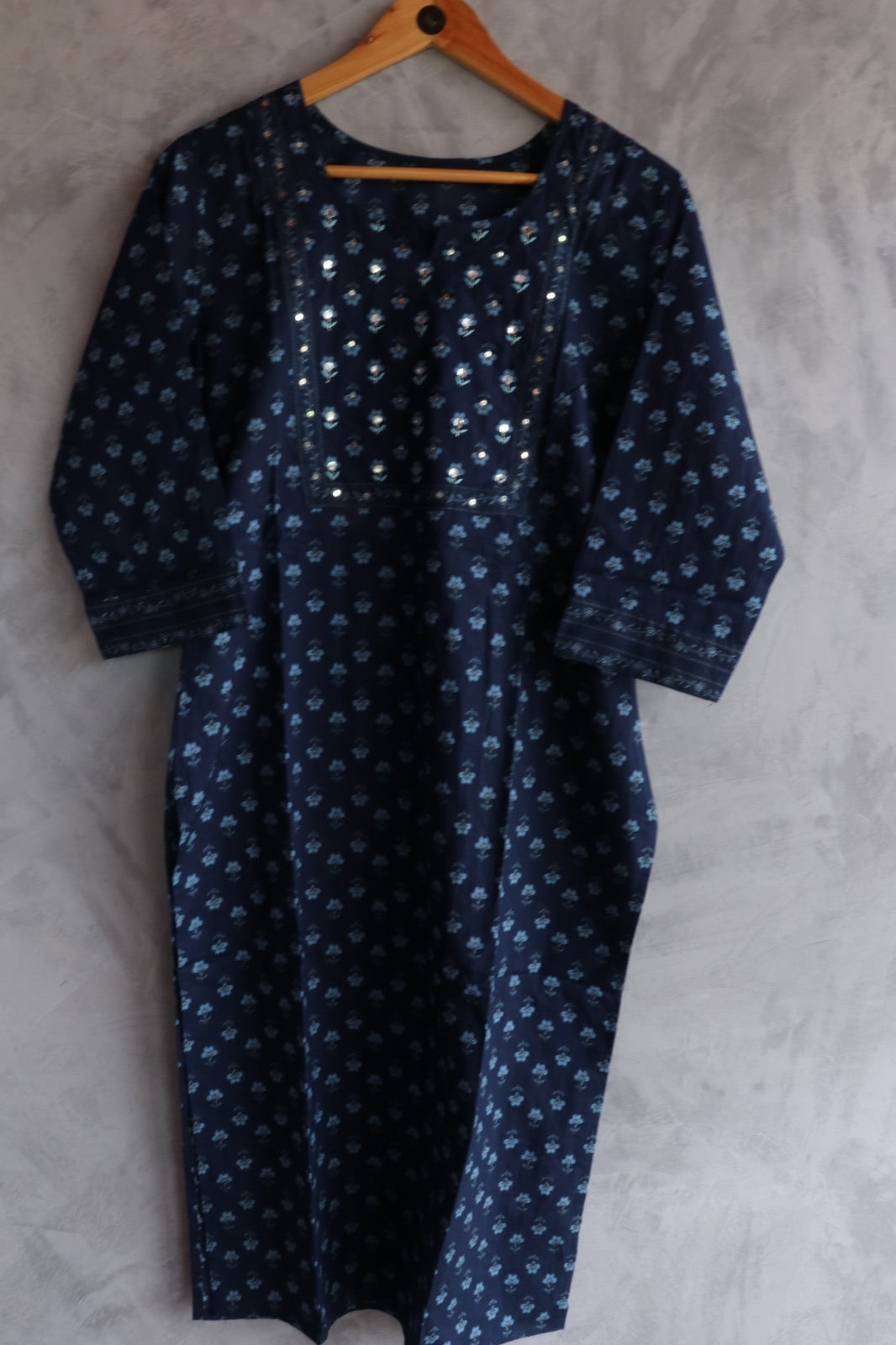 COTTON BLUE STRAIGHT FIT SALWAR SUIT SET