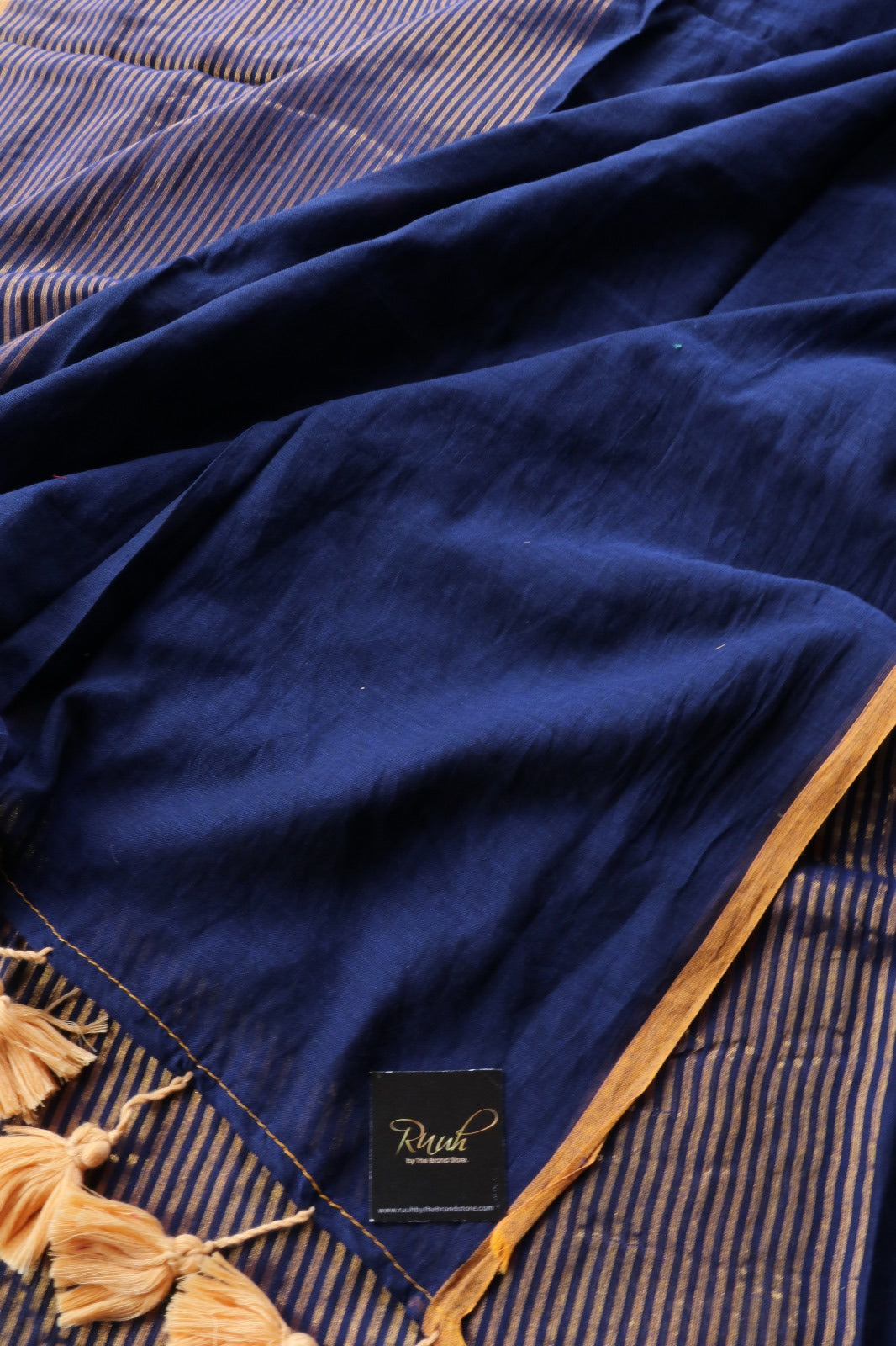 DARK BLUE MULMUL DESIGNER SAREE