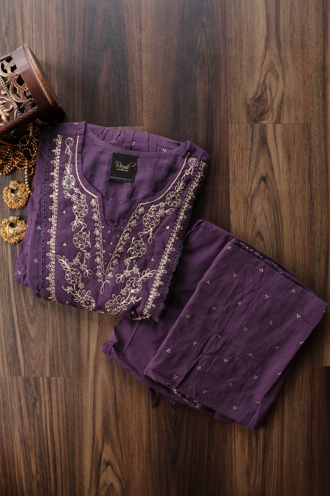 PURPLE COTTON SALWAR SUIT SET
